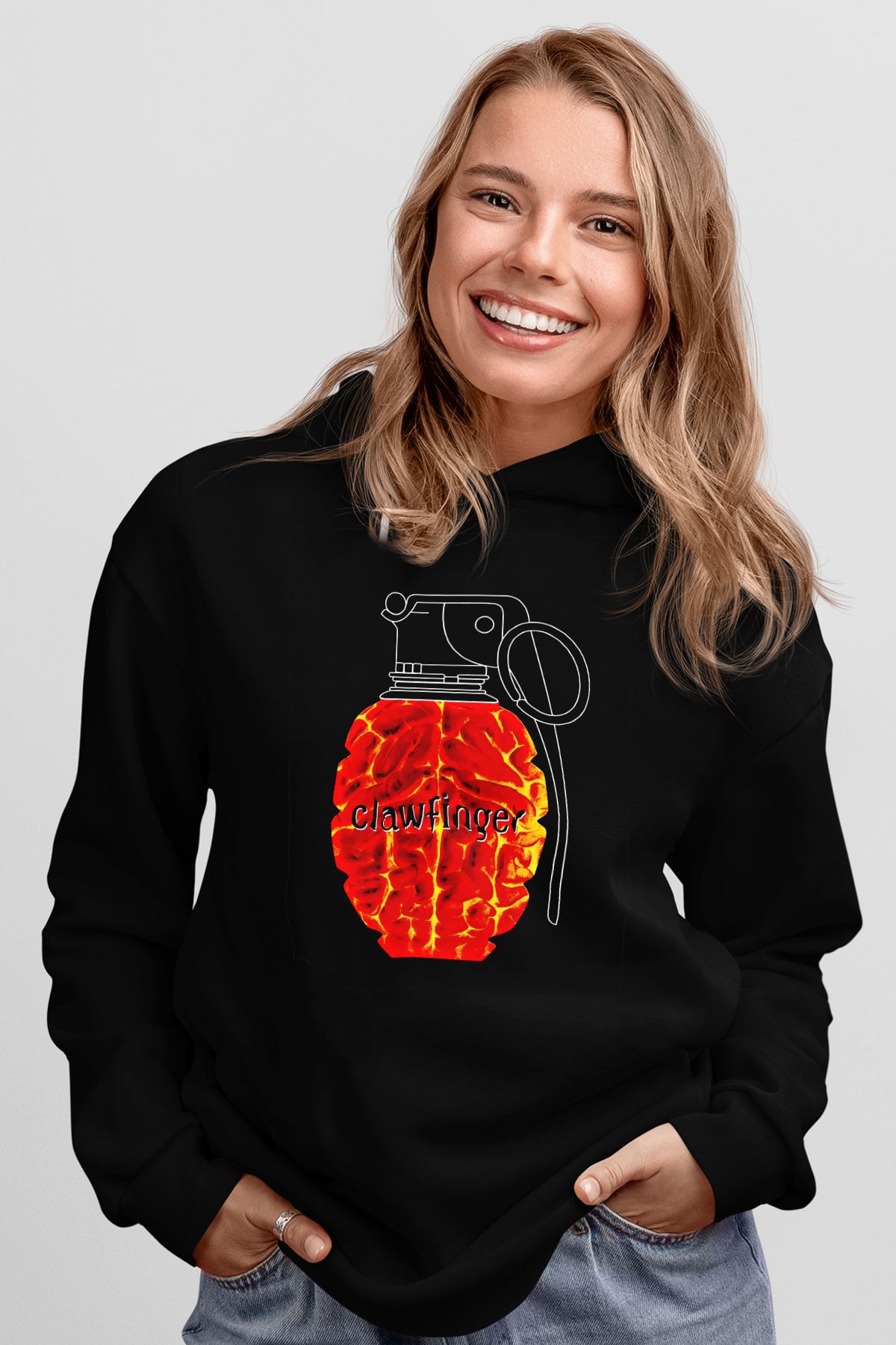 Clawfinger Baskılı Unisex Siyah Hoodie