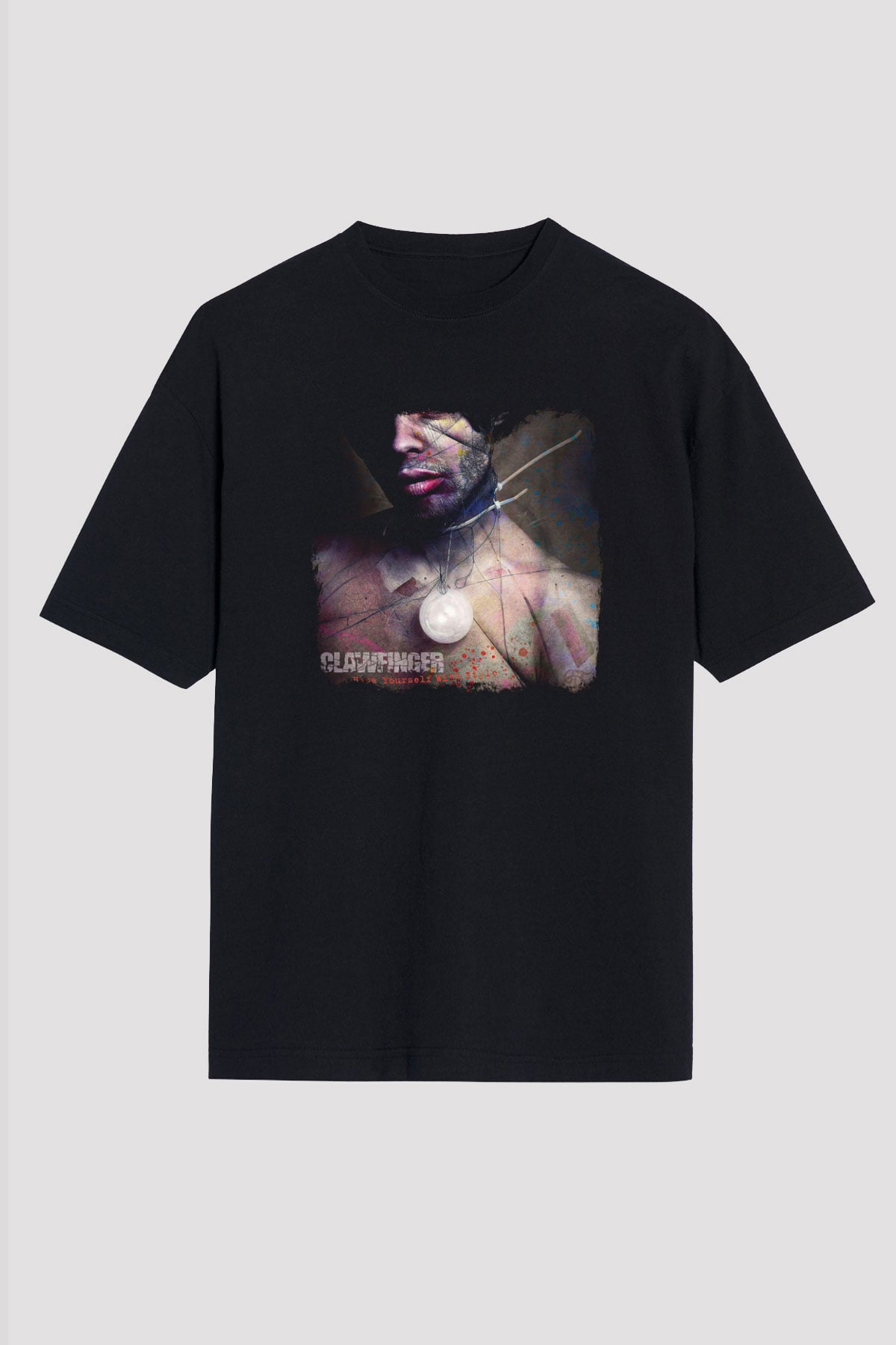 Clawfinger Baskılı Unisex Siyah Oversize Tişört