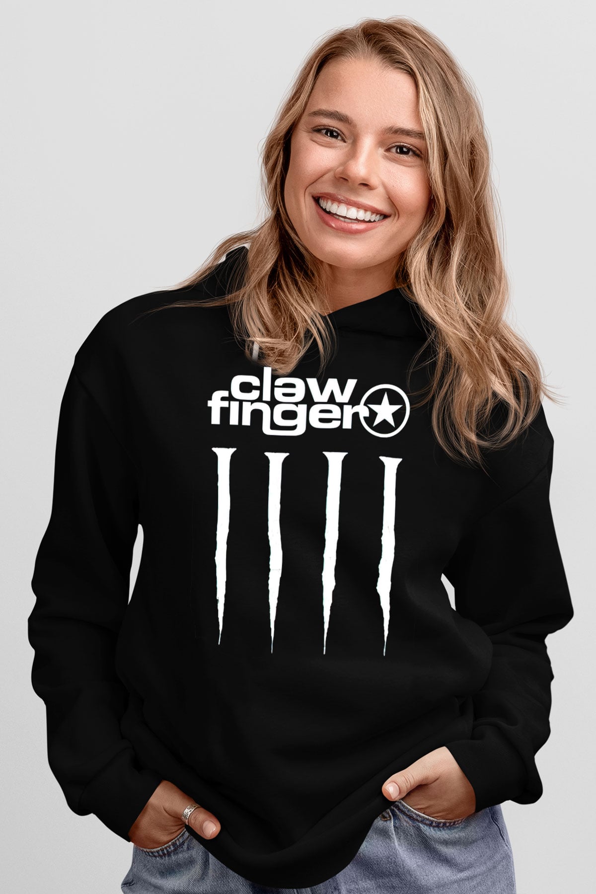 Clawfinger Siyah Unisex Kapüşonlu Sweatshirt