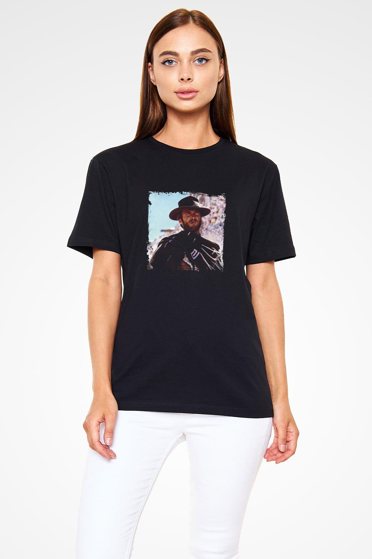 Clint Eastwood Baskılı Unisex Siyah Tişört
