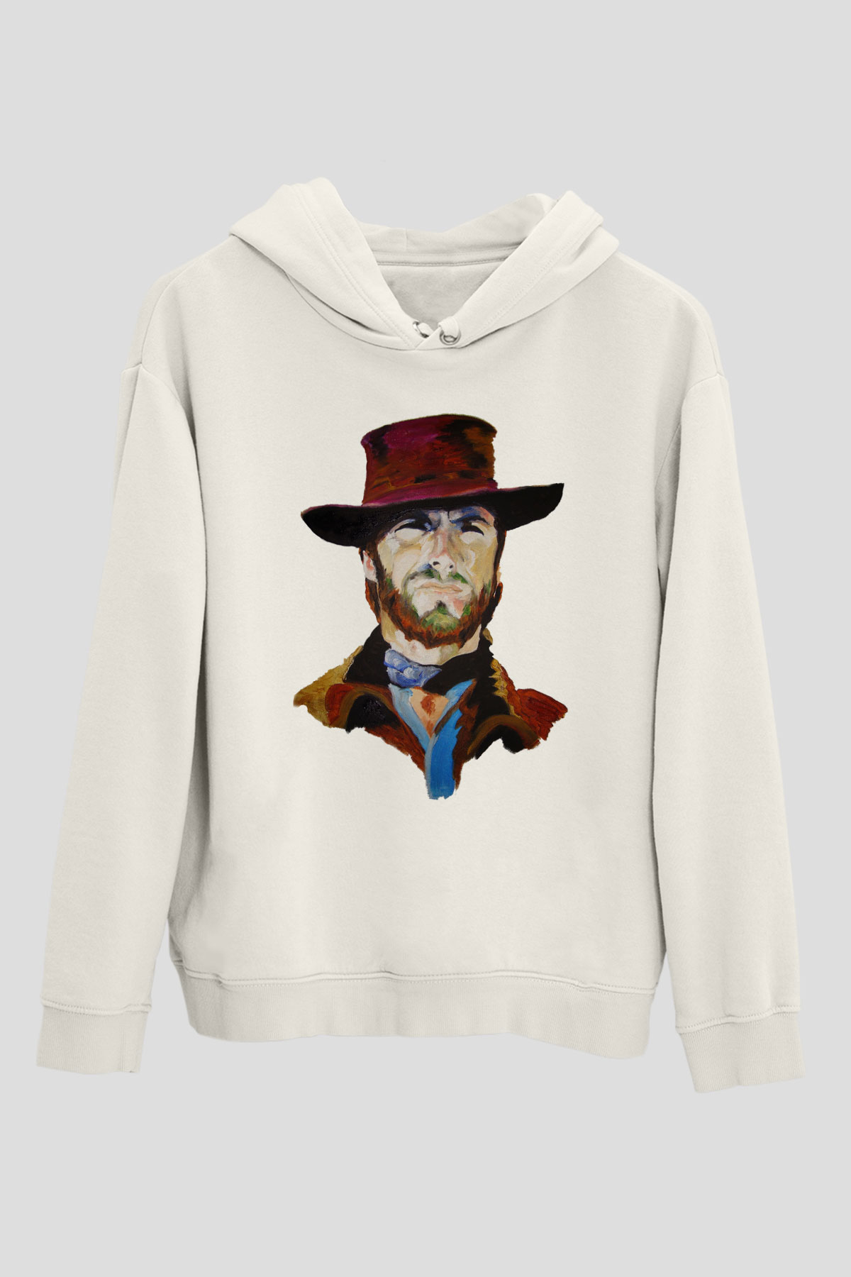 Clint Eastwood Beyaz Unisex Kapşonlu Sweatshirt