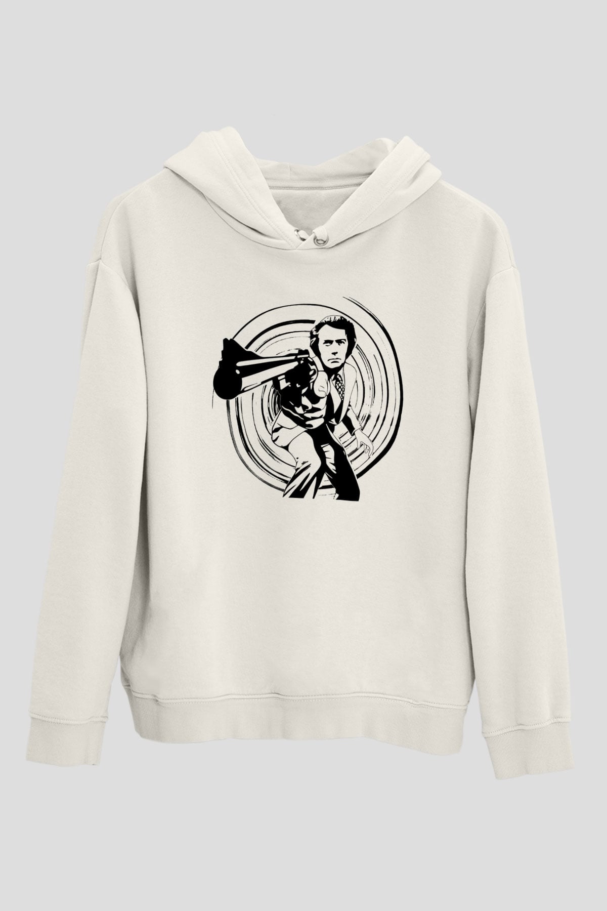 Clint Eastwood Beyaz Unisex Kapşonlu Sweatshirt