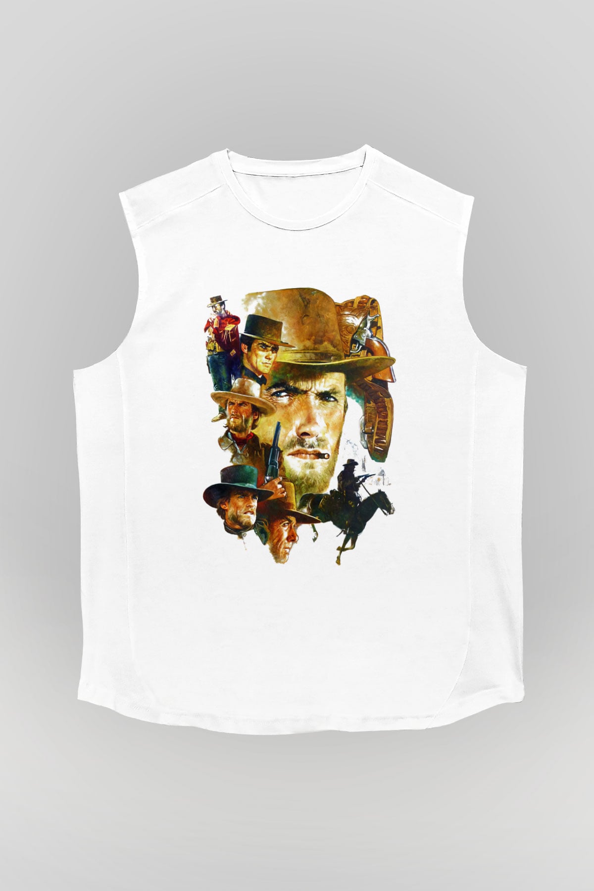 Clint Eastwood Beyaz Unisex Kolsuz Tişört