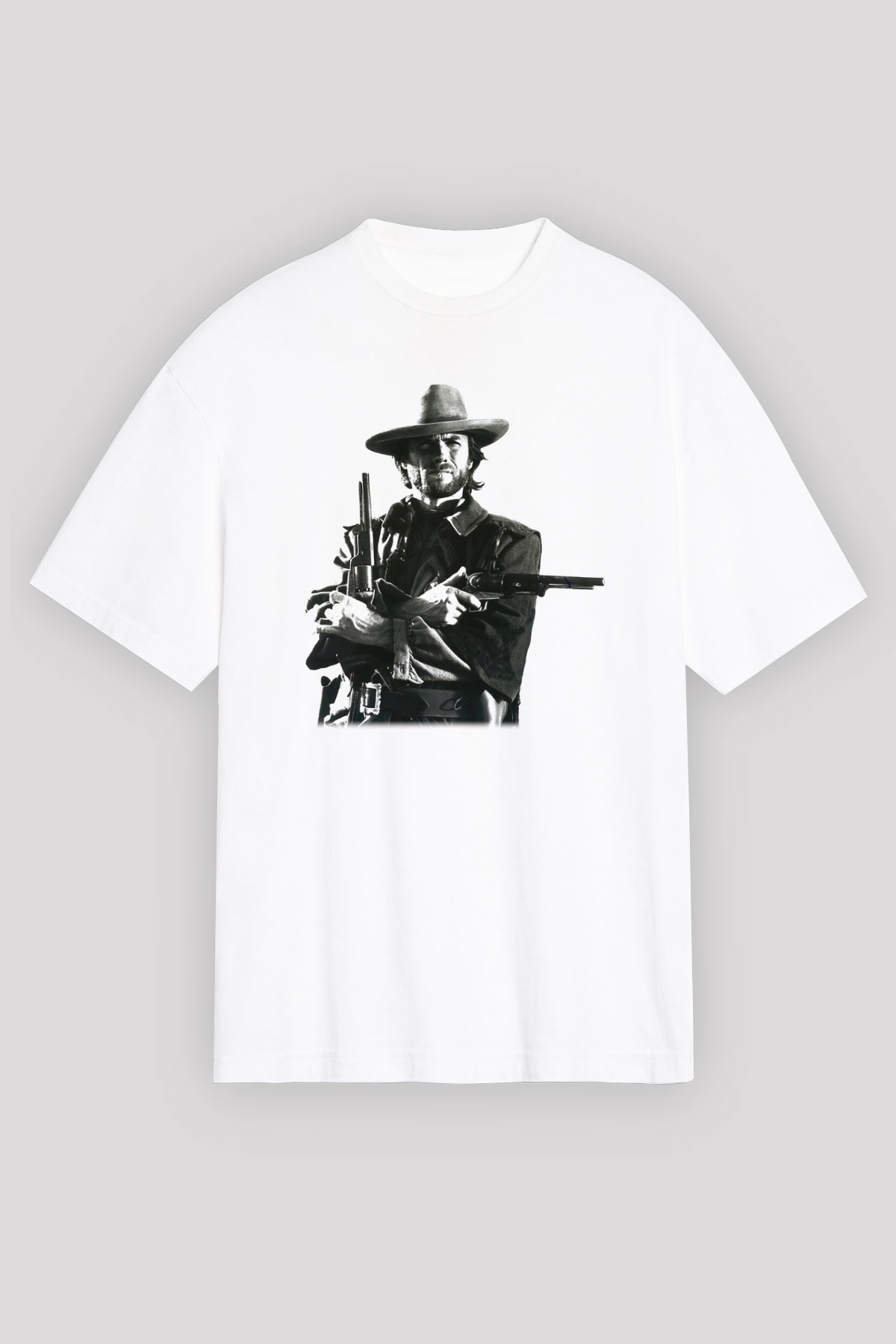 Clint Eastwood Beyaz Unisex Oversize Tişört T-Shirt