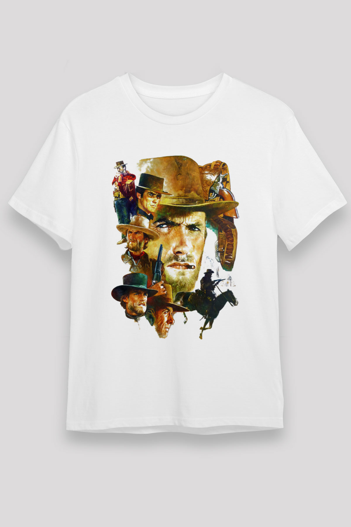 Clint Eastwood Beyaz Unisex Tişört T-Shirt - TişörtFabrikası
