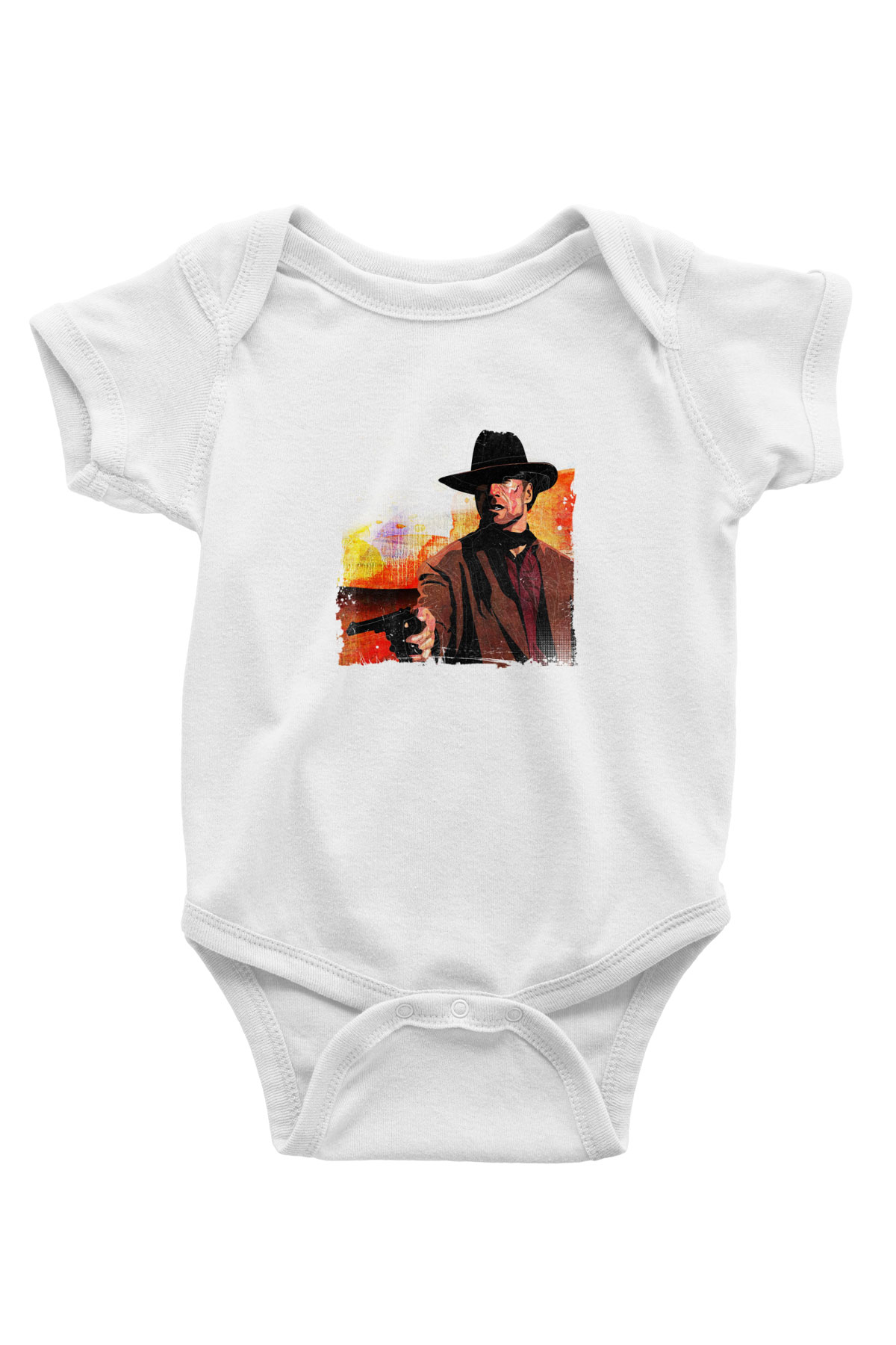 Clint Eastwood Unisex Baskılı Beyaz Bebek Body - Zıbın