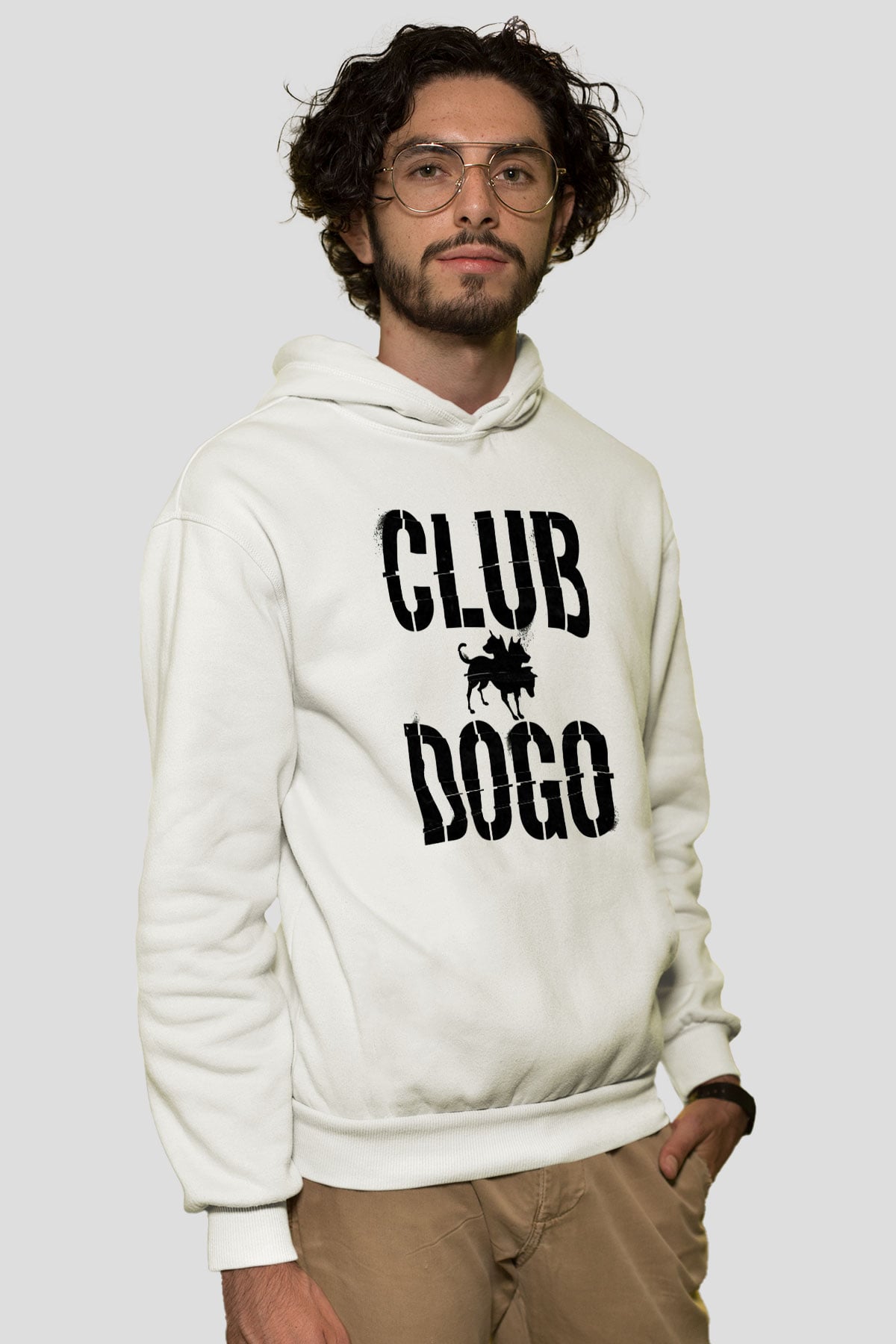 Club Dogo Beyaz Unisex Kapşonlu Sweatshirt
