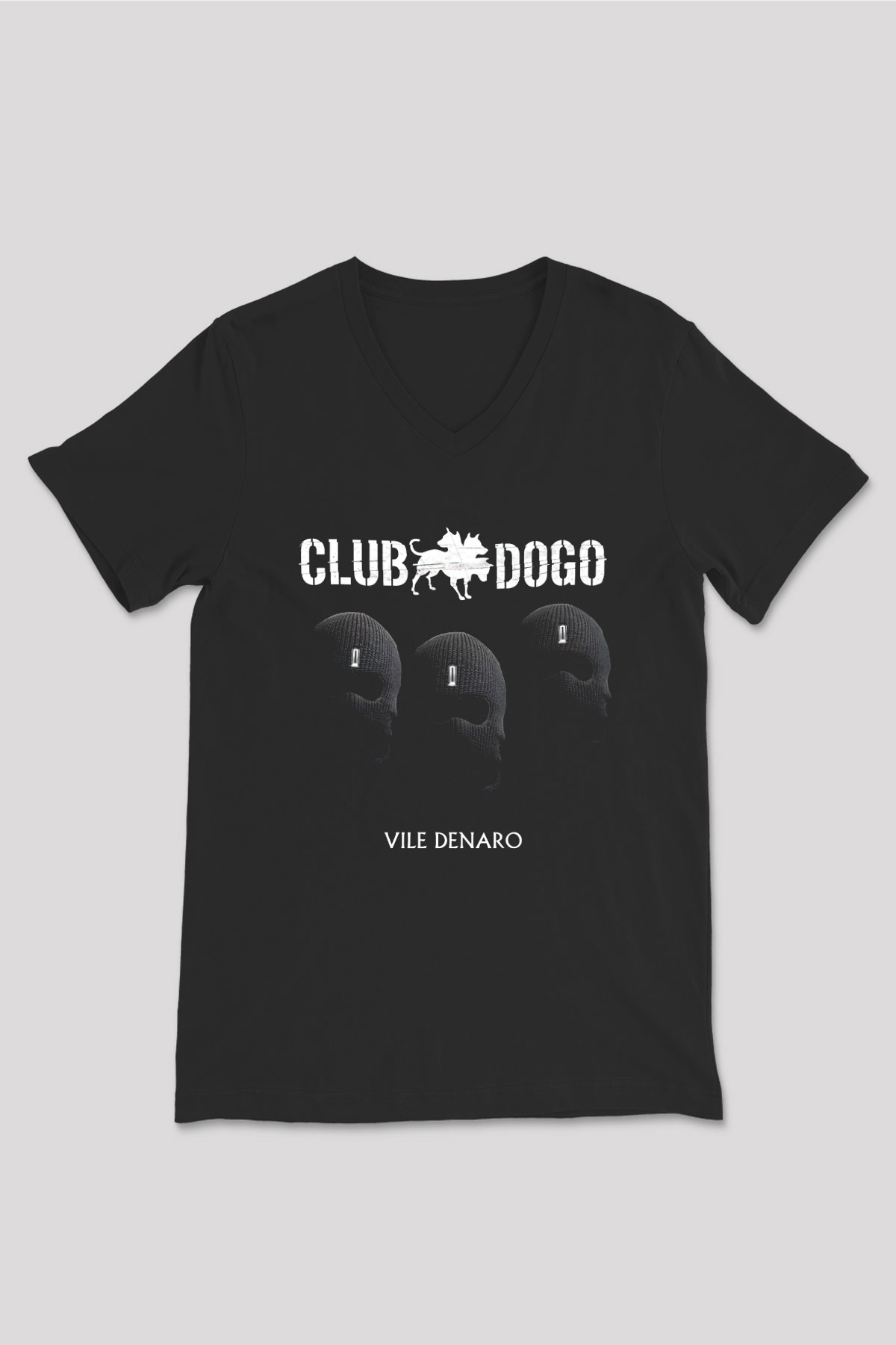 Club Dogo Siyah Unisex V Yaka Tişört