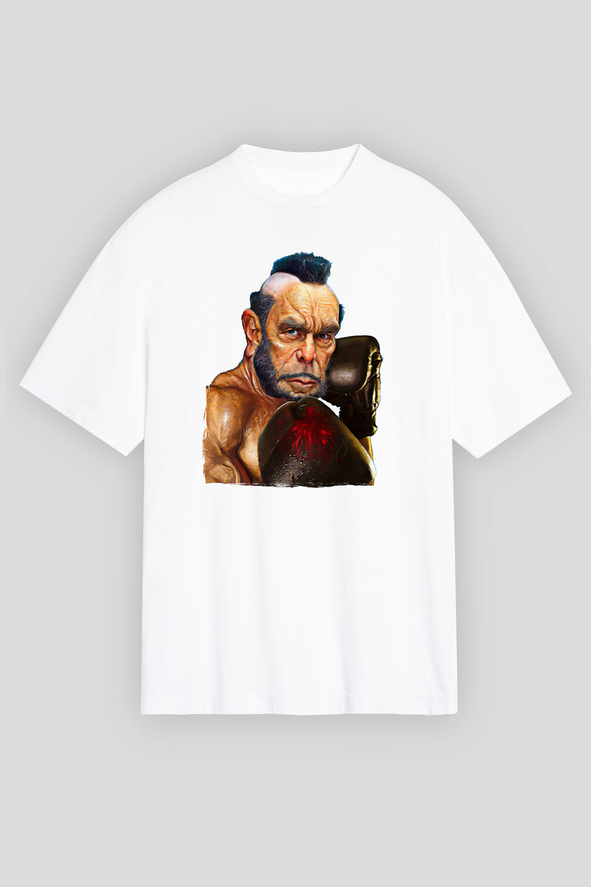 Clubber Baskılı Beyaz Unisex Oversize Tişört - Tshirt