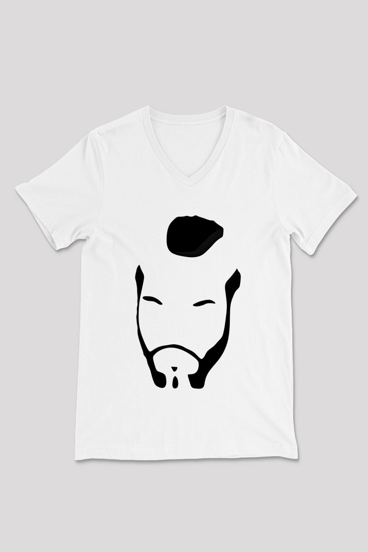 Clubber Baskılı Beyaz Unisex V Yaka Tişört - Tshirt