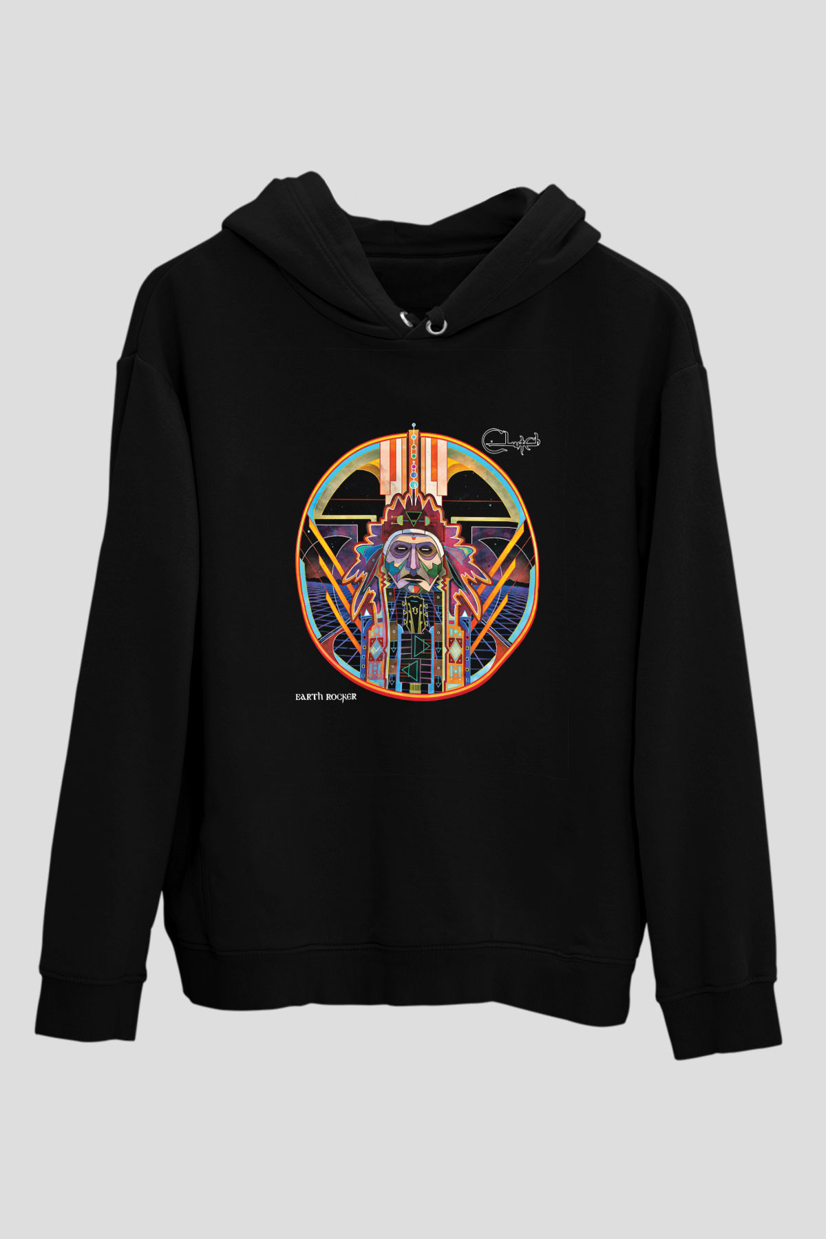 Clutch Baskılı Unisex Siyah Hoodie
