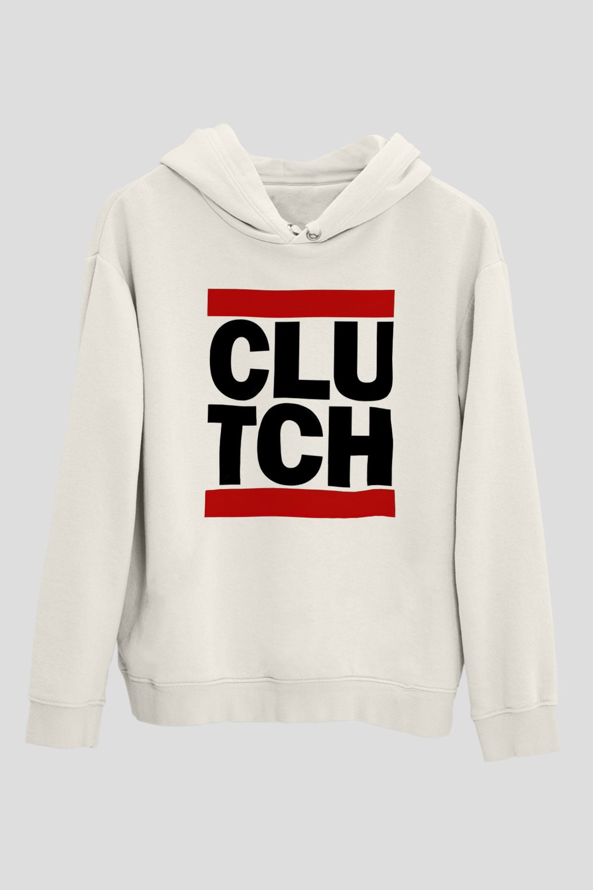 Clutch Beyaz Unisex Kapüşonlu Sweatshirt