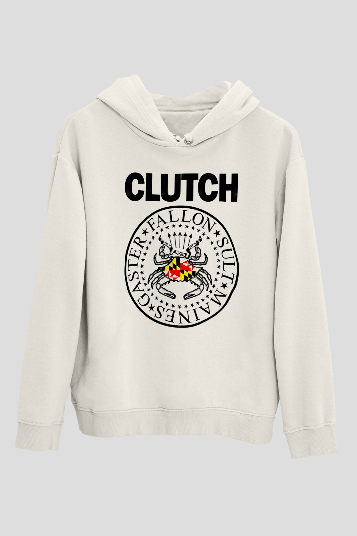 Clutch Beyaz Unisex Kapüşonlu Sweatshirt