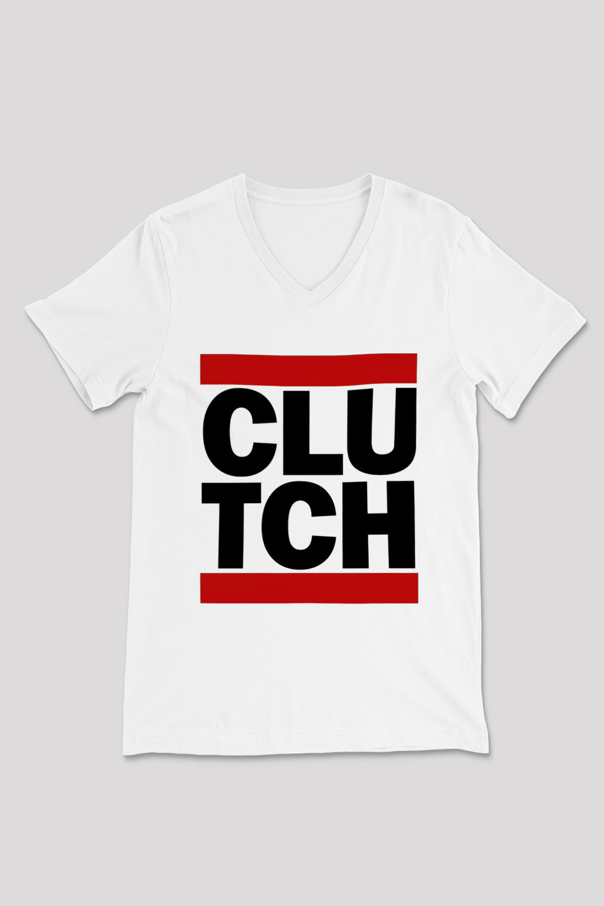 Clutch Beyaz Unisex V Yaka Tişört