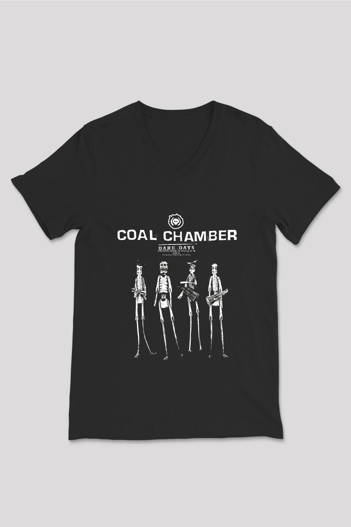 Coal Chamber Baskılı Unisex Siyah V Yaka Tişört