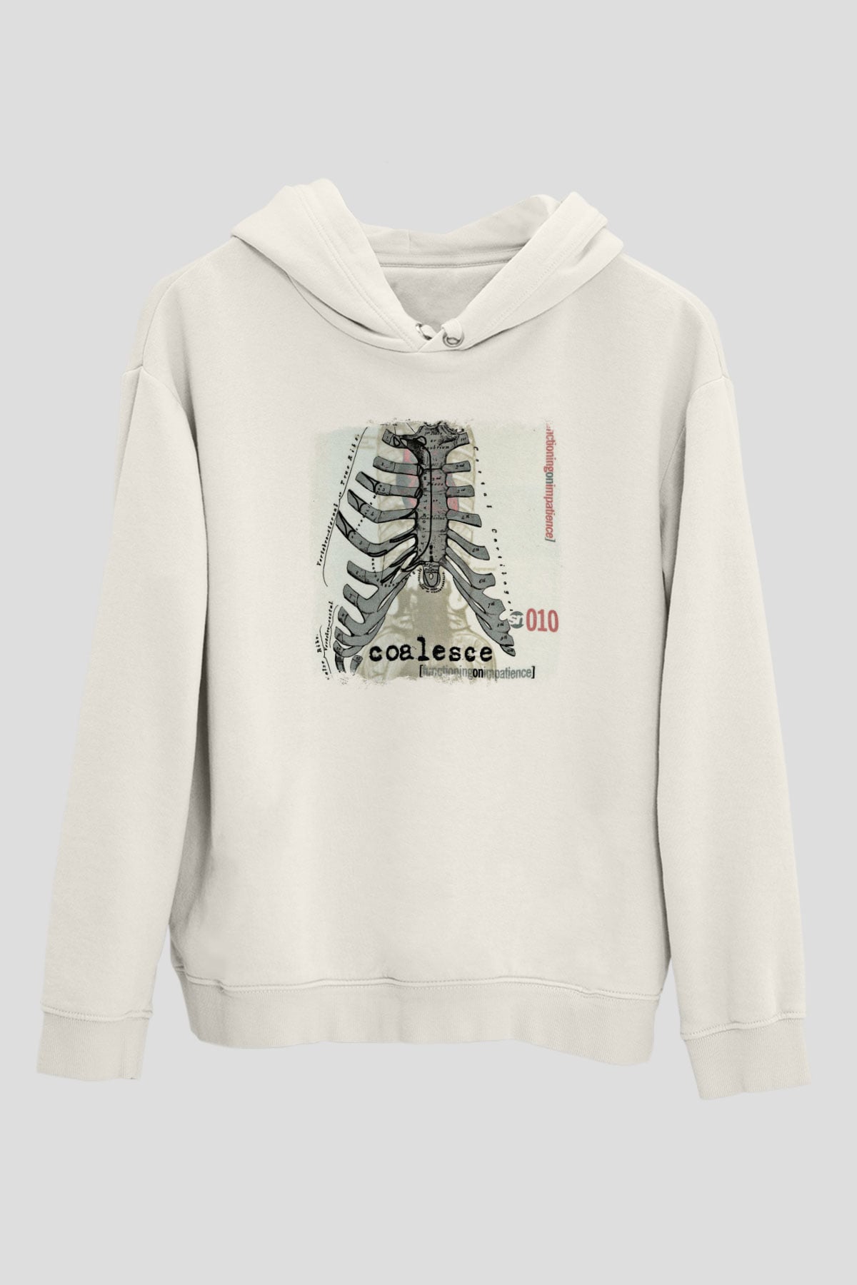 Coalesce Baskılı Unisex Beyaz Hoodie