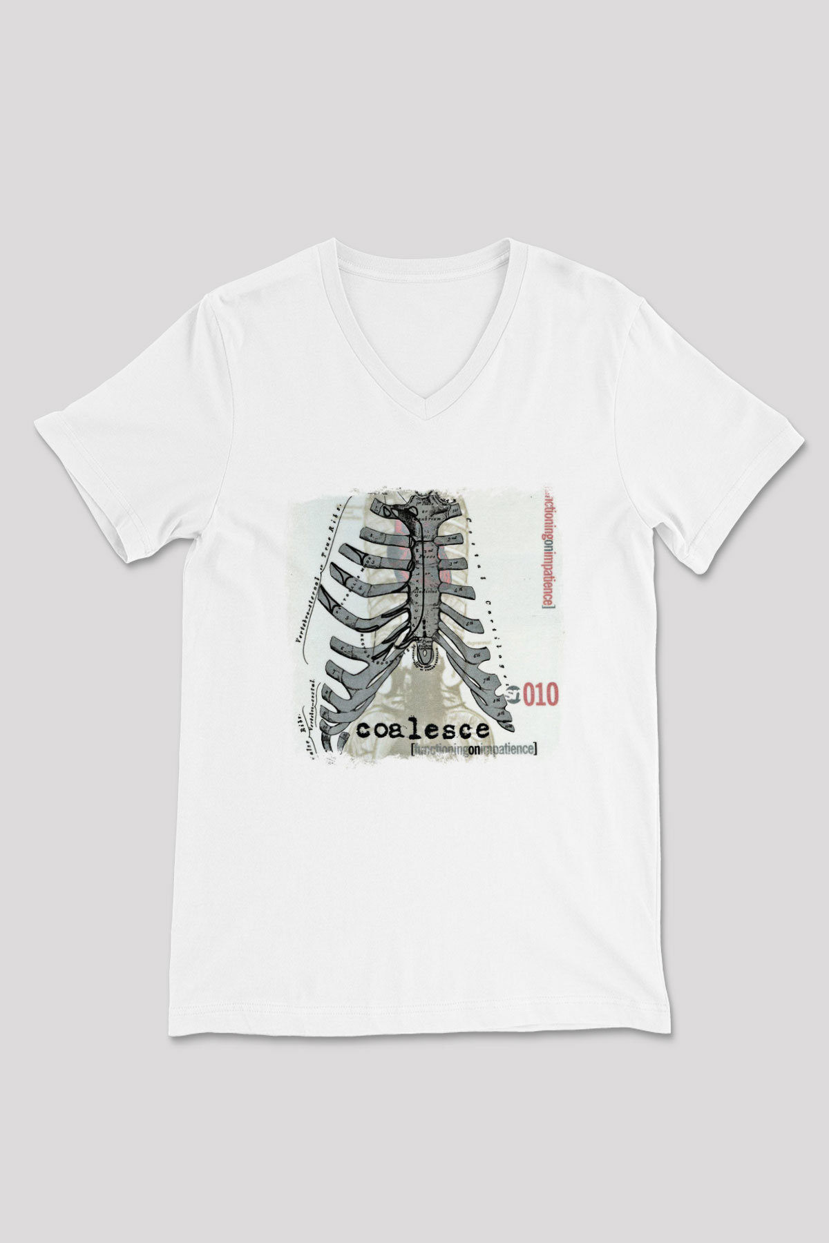 Coalesce Baskılı Unisex Beyaz V Yaka Tişört