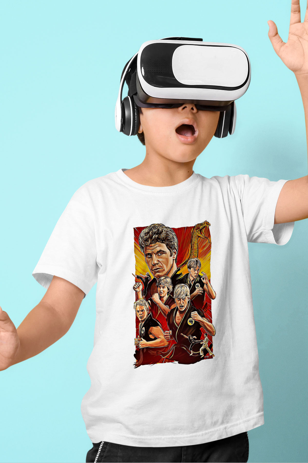 Cobra Kai Baskılı Beyaz Unisex Beyaz Çocuk Tişört - Tshirt