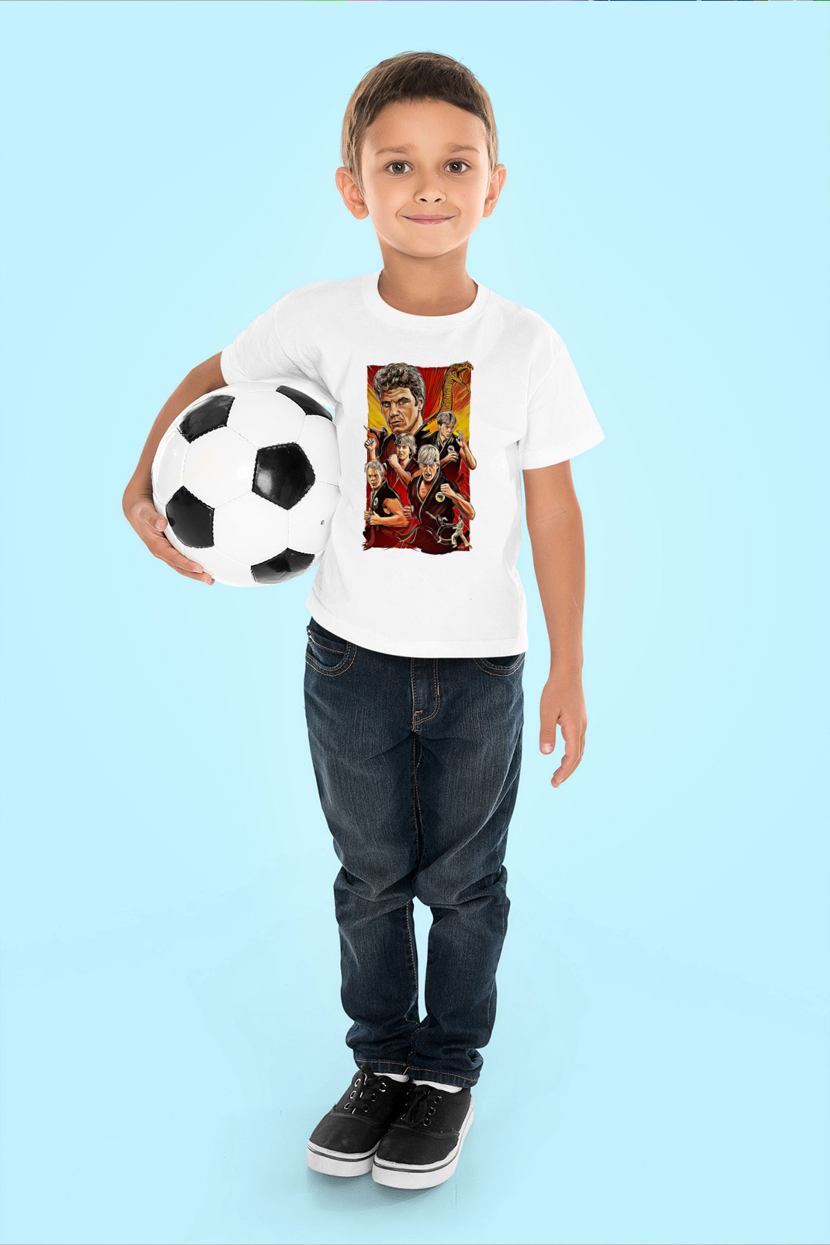 Cobra Kai Baskılı Beyaz Unisex Beyaz Çocuk Tişört - Tshirt