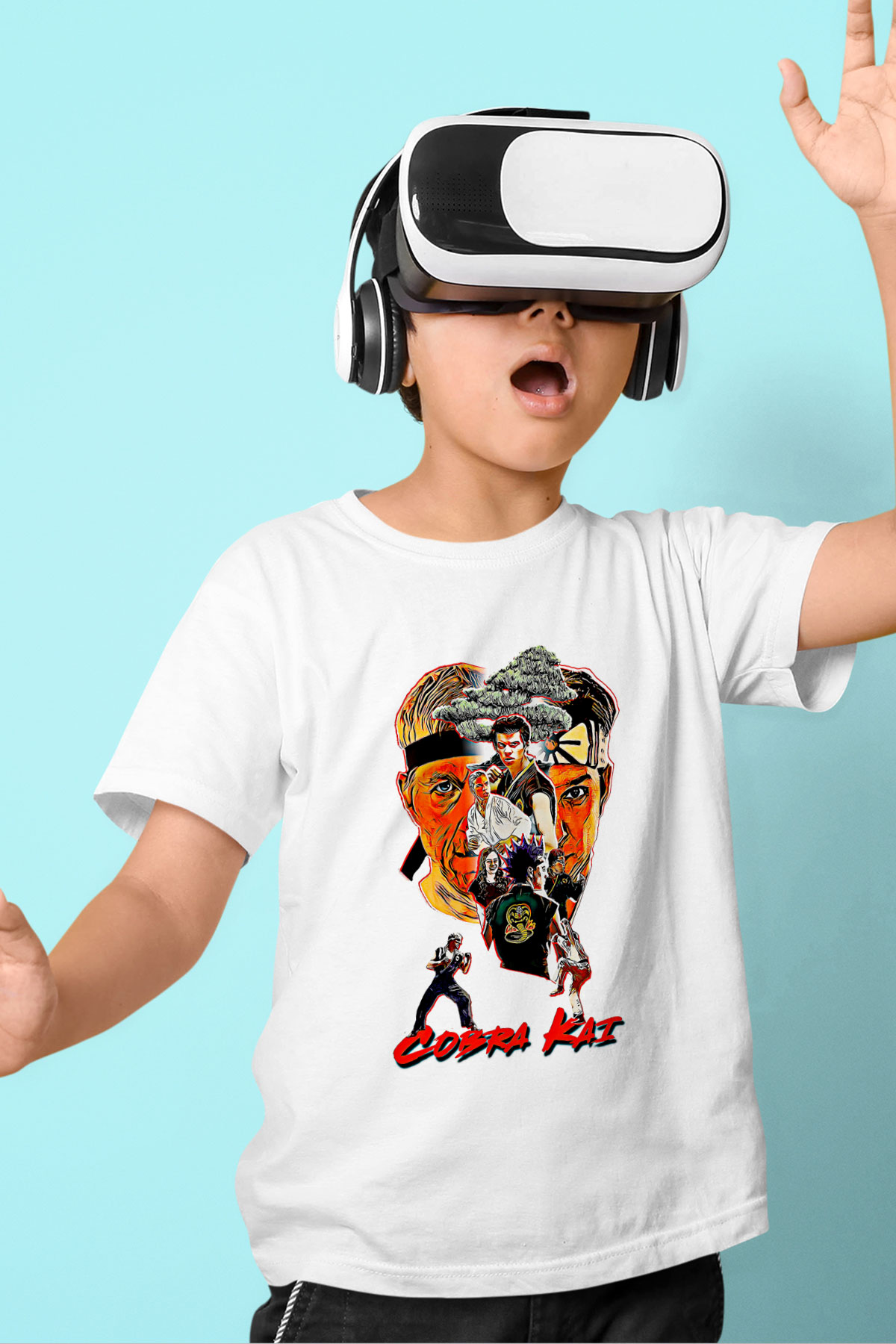 Cobra Kai Baskılı Beyaz Unisex Beyaz Çocuk Tişört - Tshirt
