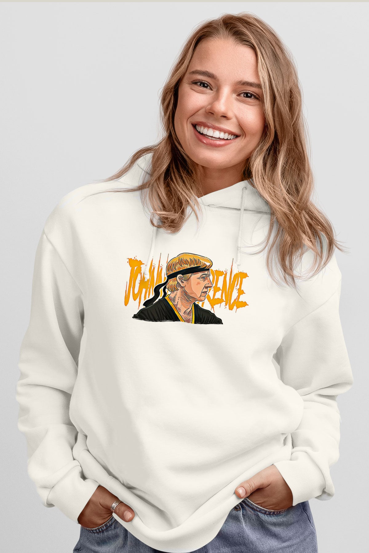 Cobra Kai Baskılı Beyaz Unisex Hoodie