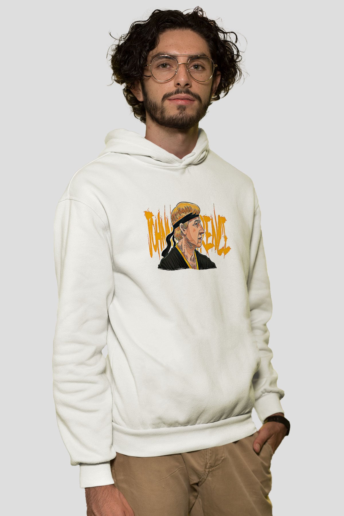 Cobra Kai Baskılı Beyaz Unisex Hoodie