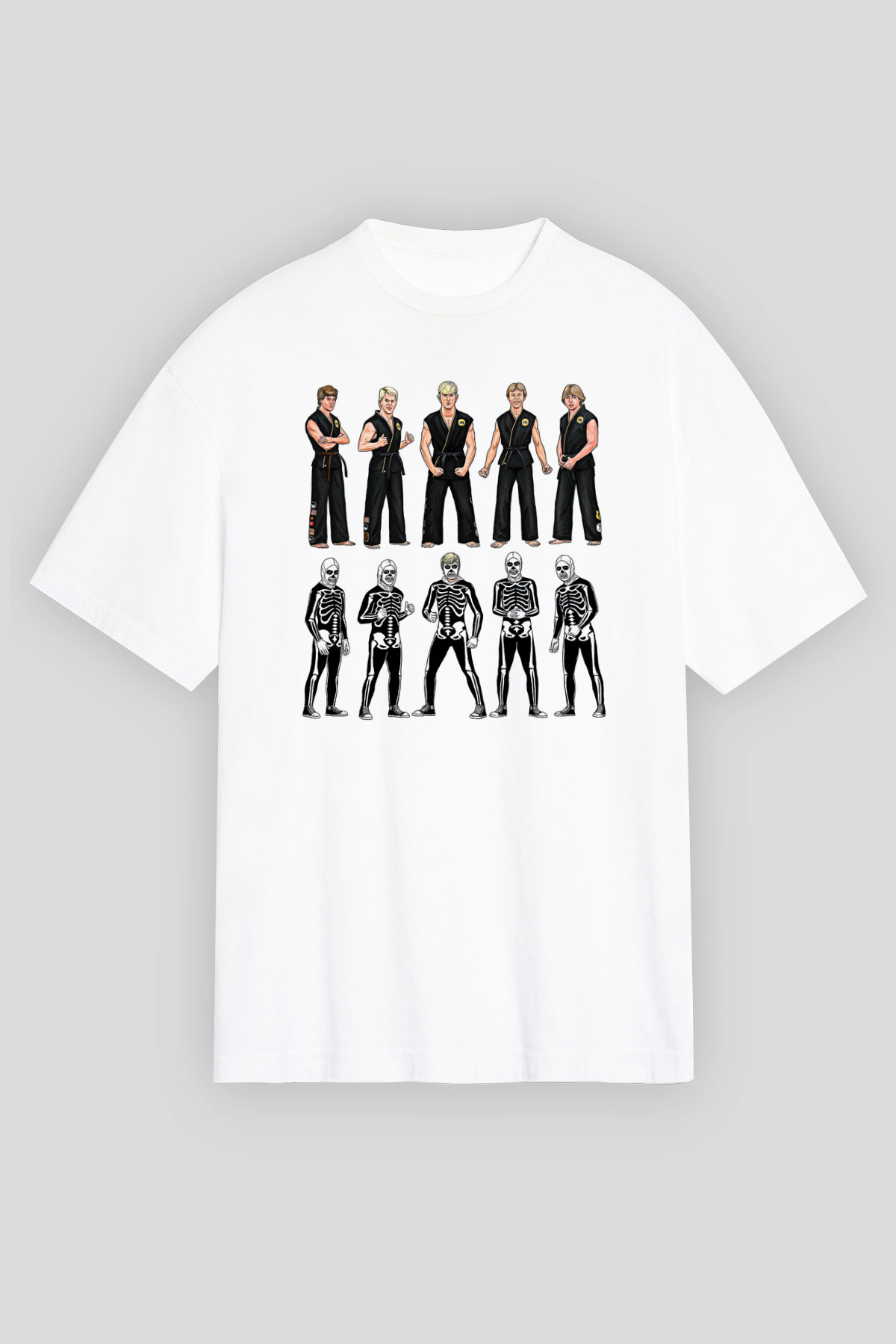 Cobra Kai Baskılı Beyaz Unisex Oversize Tişört - Tshirt