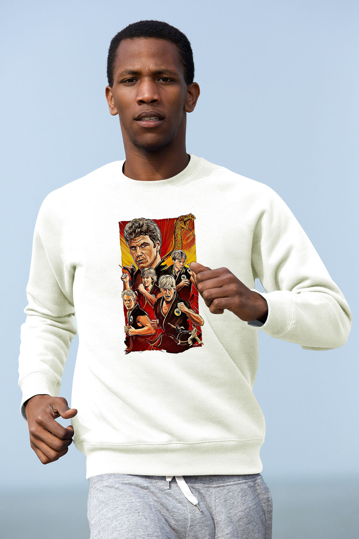 Cobra Kai Baskılı Beyaz Unisex Sweatshirt