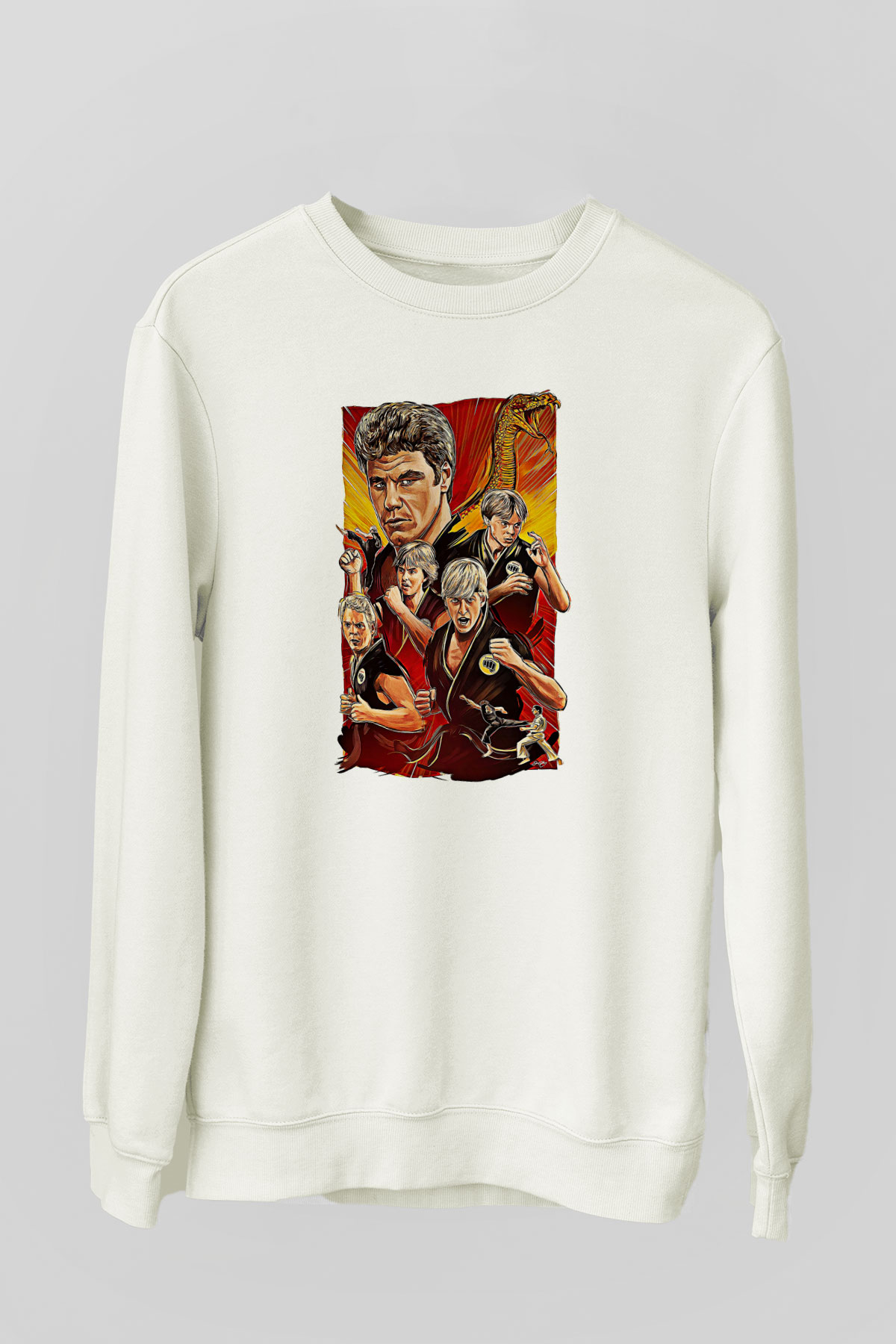 Cobra Kai Baskılı Beyaz Unisex Sweatshirt