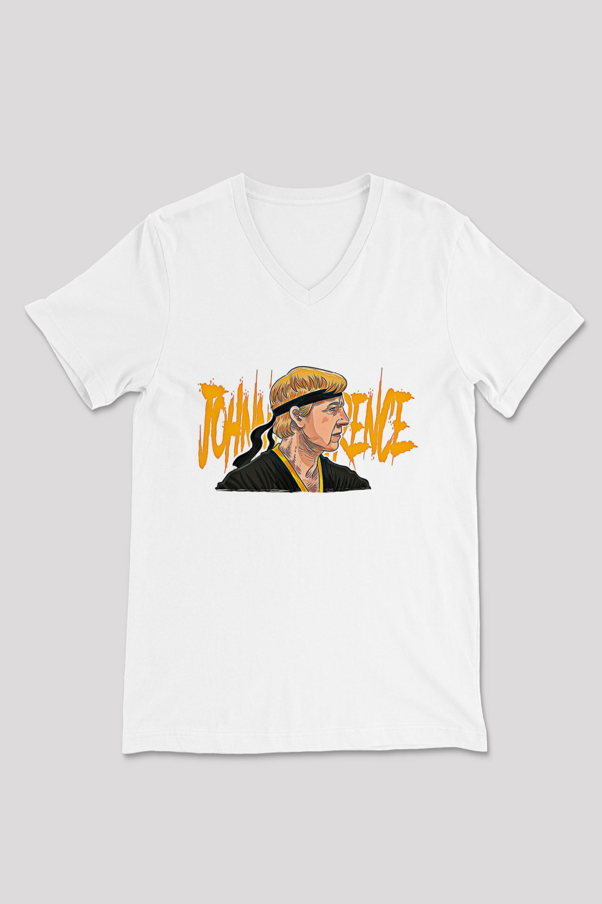 Cobra Kai Baskılı Beyaz Unisex V Yaka Tişört - Tshirt