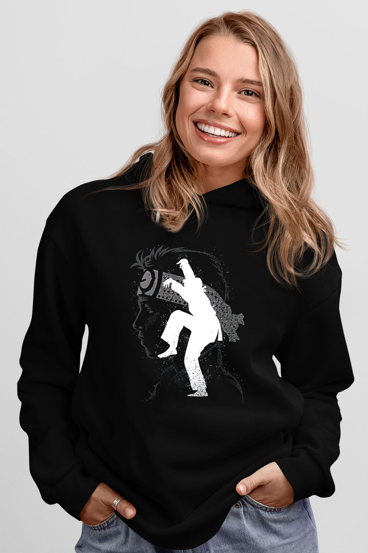 Cobra Kai Baskılı Unisex Siyah Hoodie