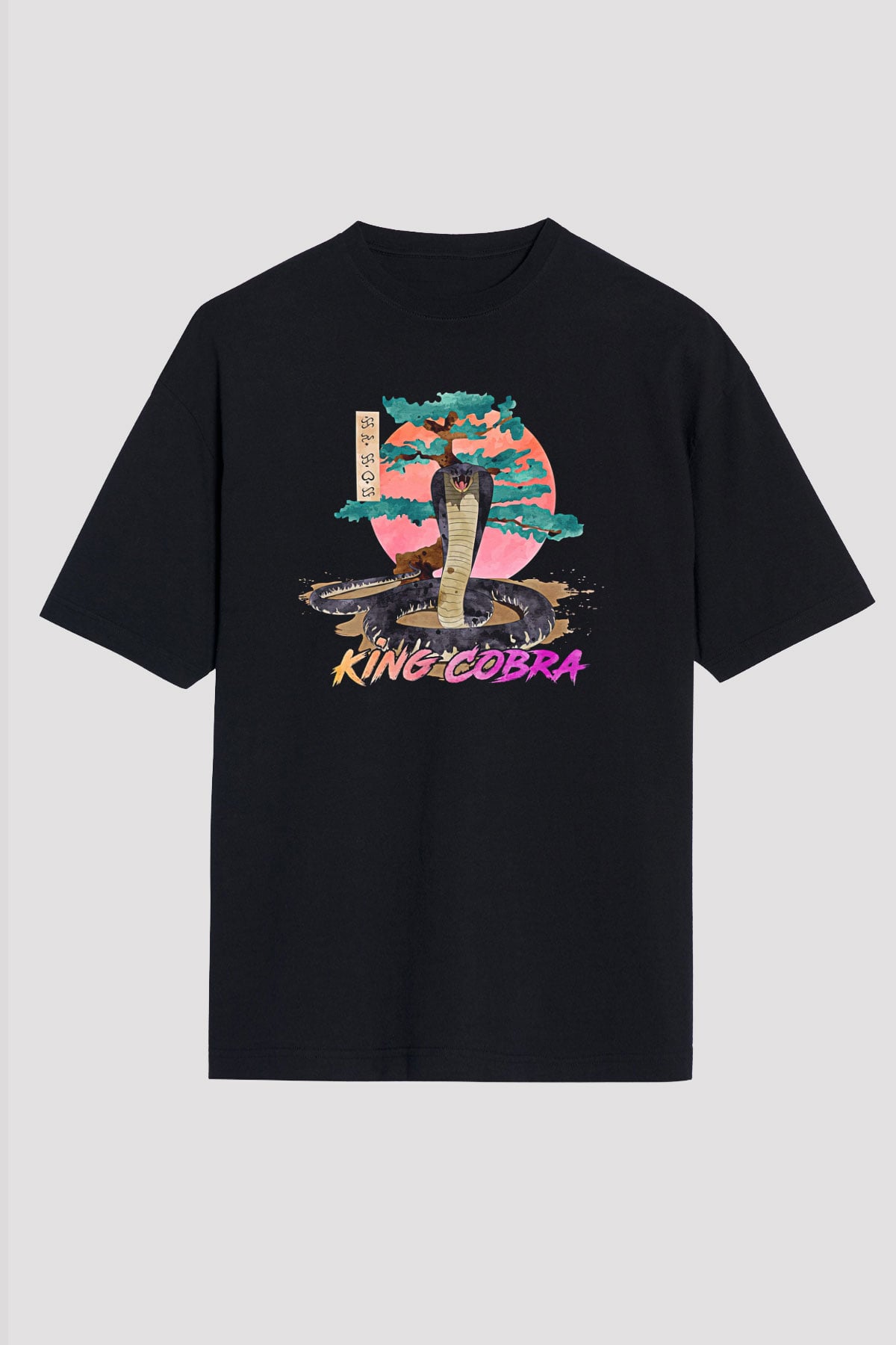 Cobra Kai Baskılı Unisex Siyah Oversize Tişört - Tshirt