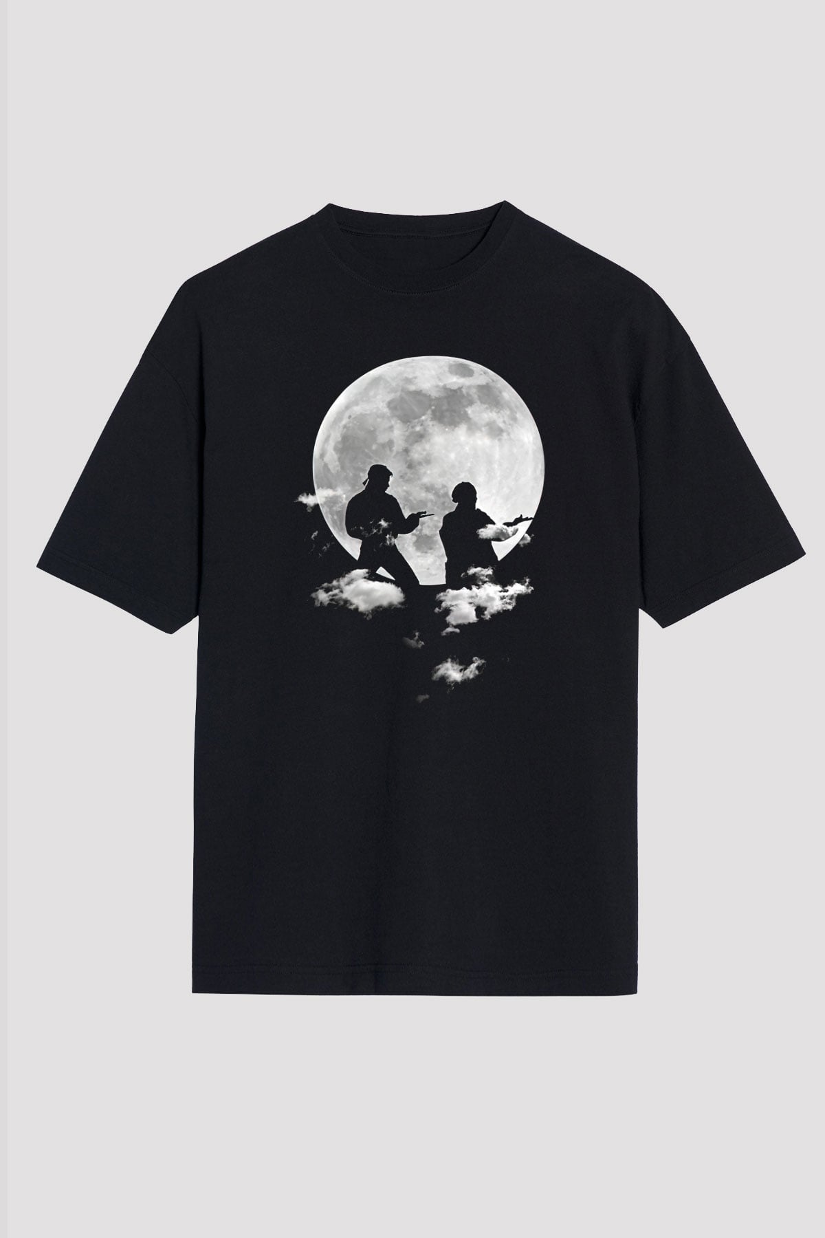 Cobra Kai Baskılı Unisex Siyah Oversize Tişört - Tshirt