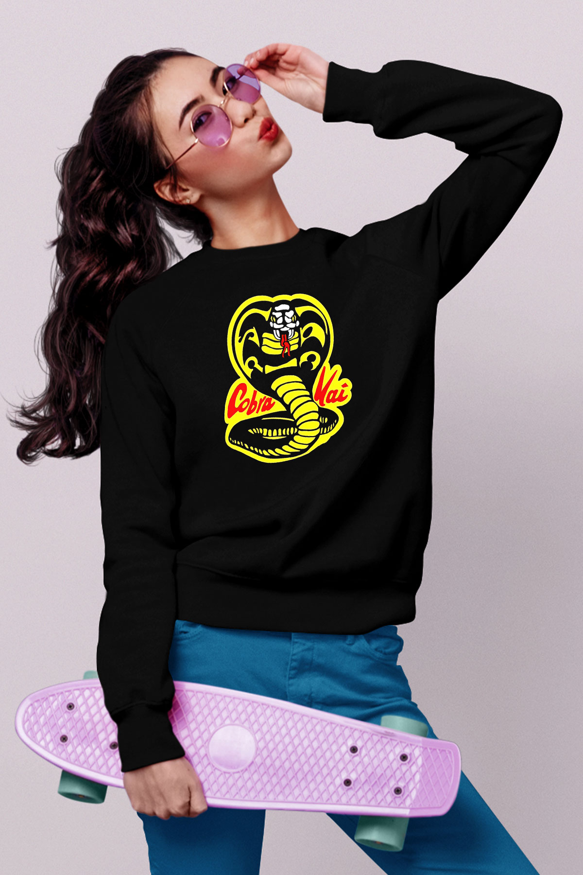 Cobra Kai Baskılı Unisex Siyah Sweatshirt