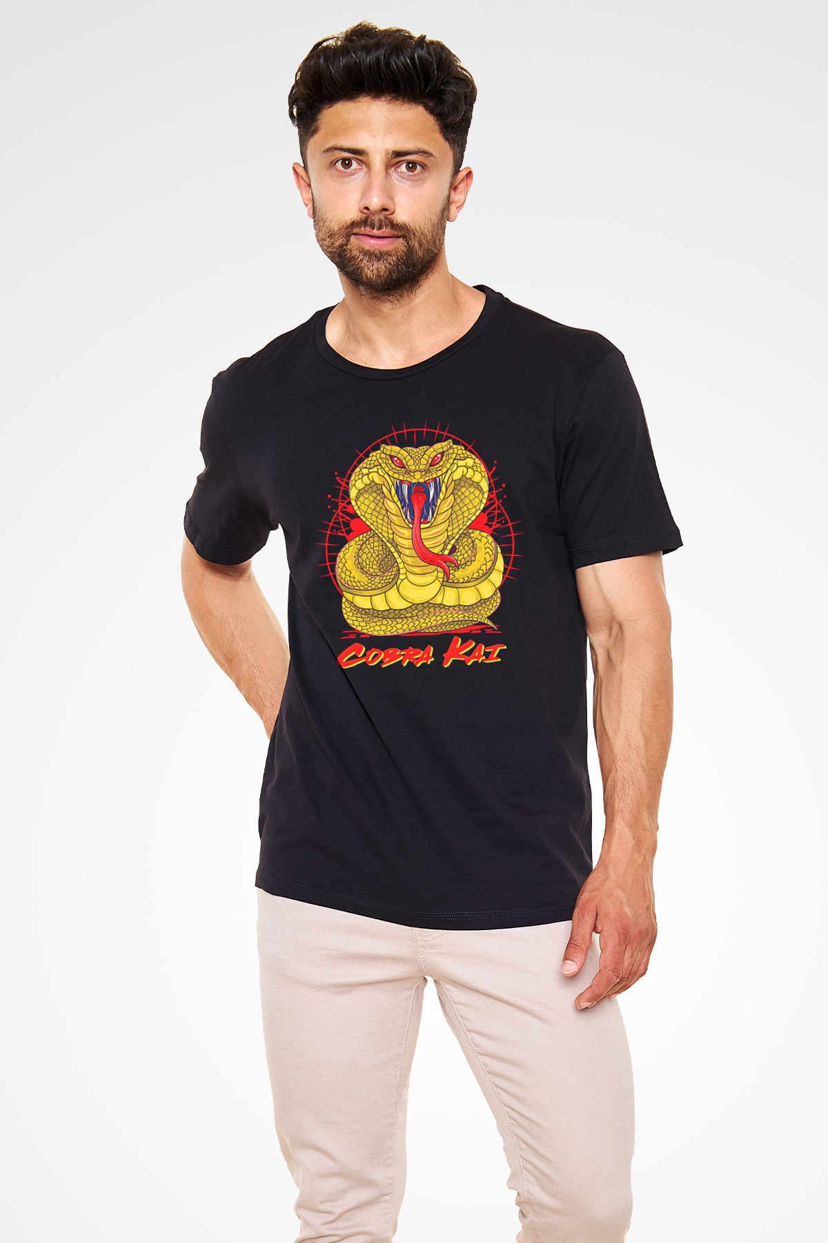 Cobra Kai Baskılı Unisex Siyah Tişört - Tshirt