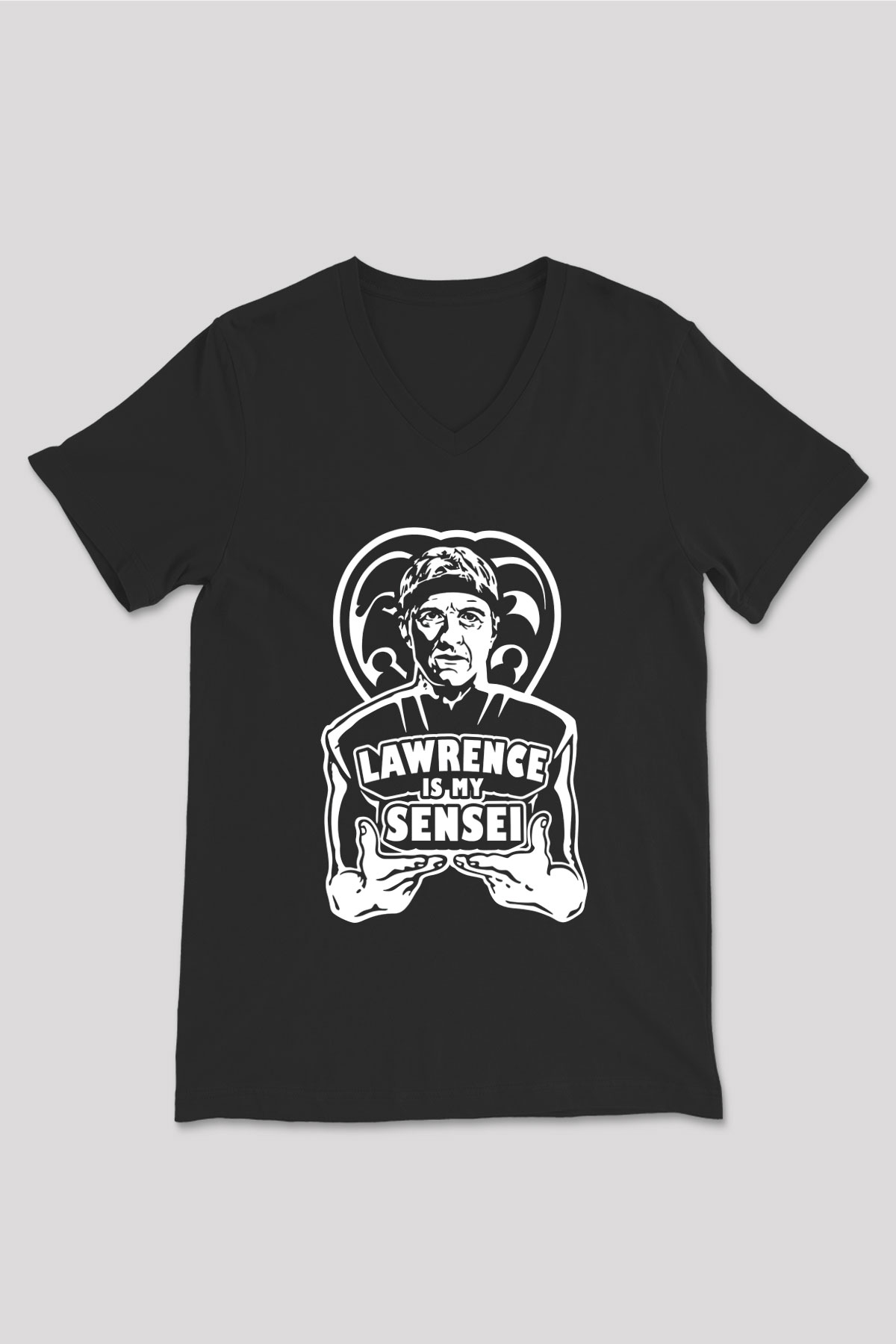 Cobra Kai Baskılı Unisex Siyah V Yaka Tişört - Tshirt
