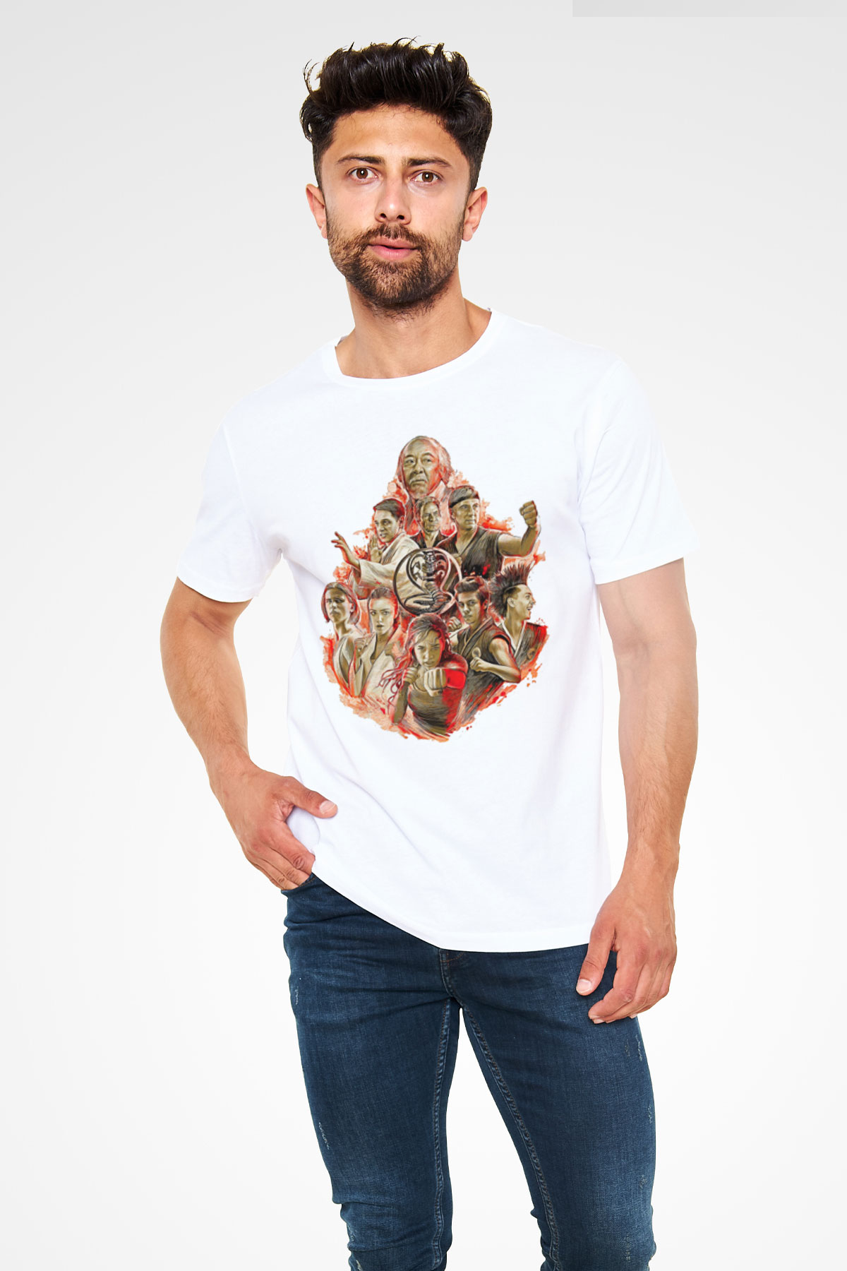 Cobra Kai Unisex Baskılı Beyaz Tişört - Tshirt