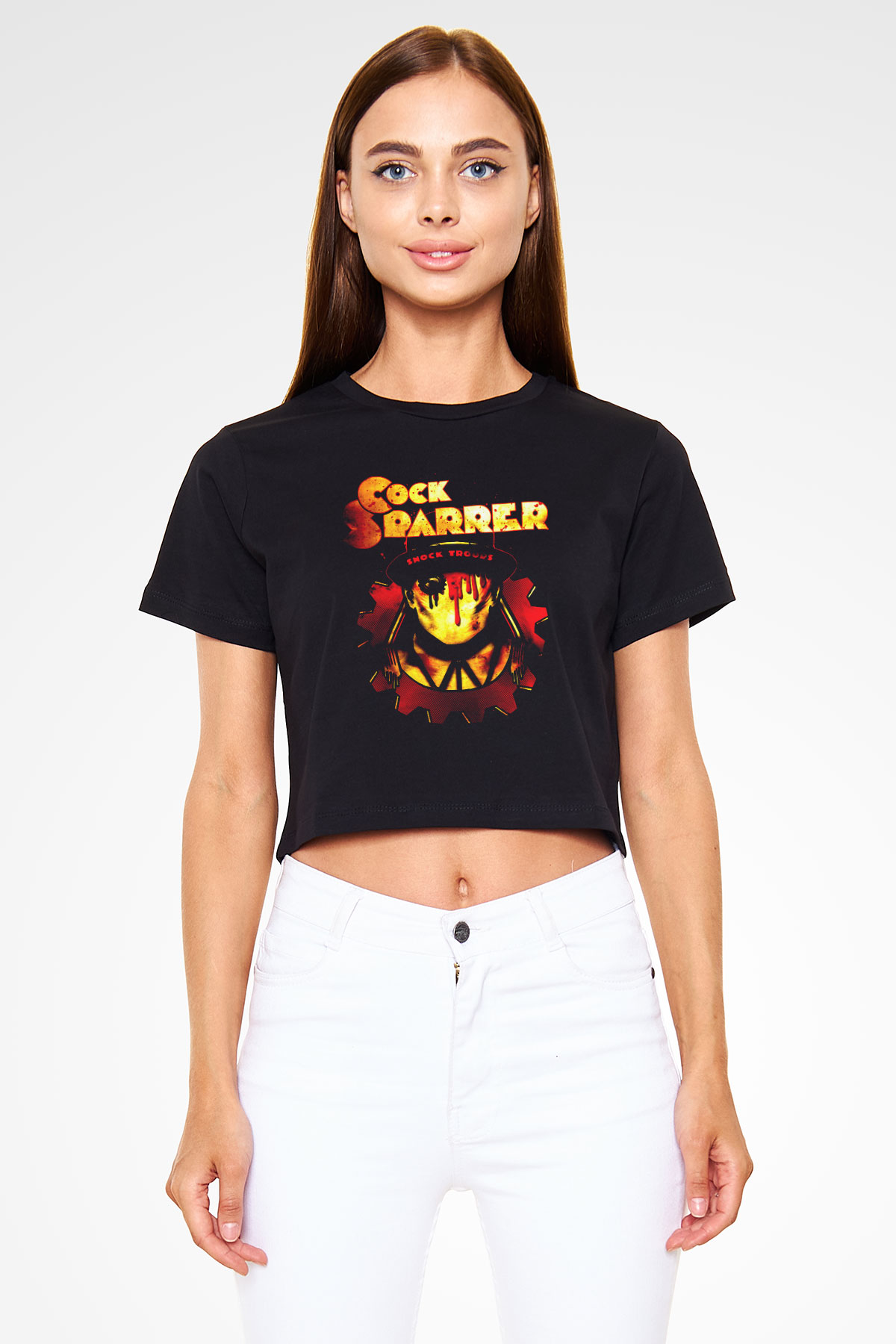Cock Sparrer Siyah  Crop Top Tişört