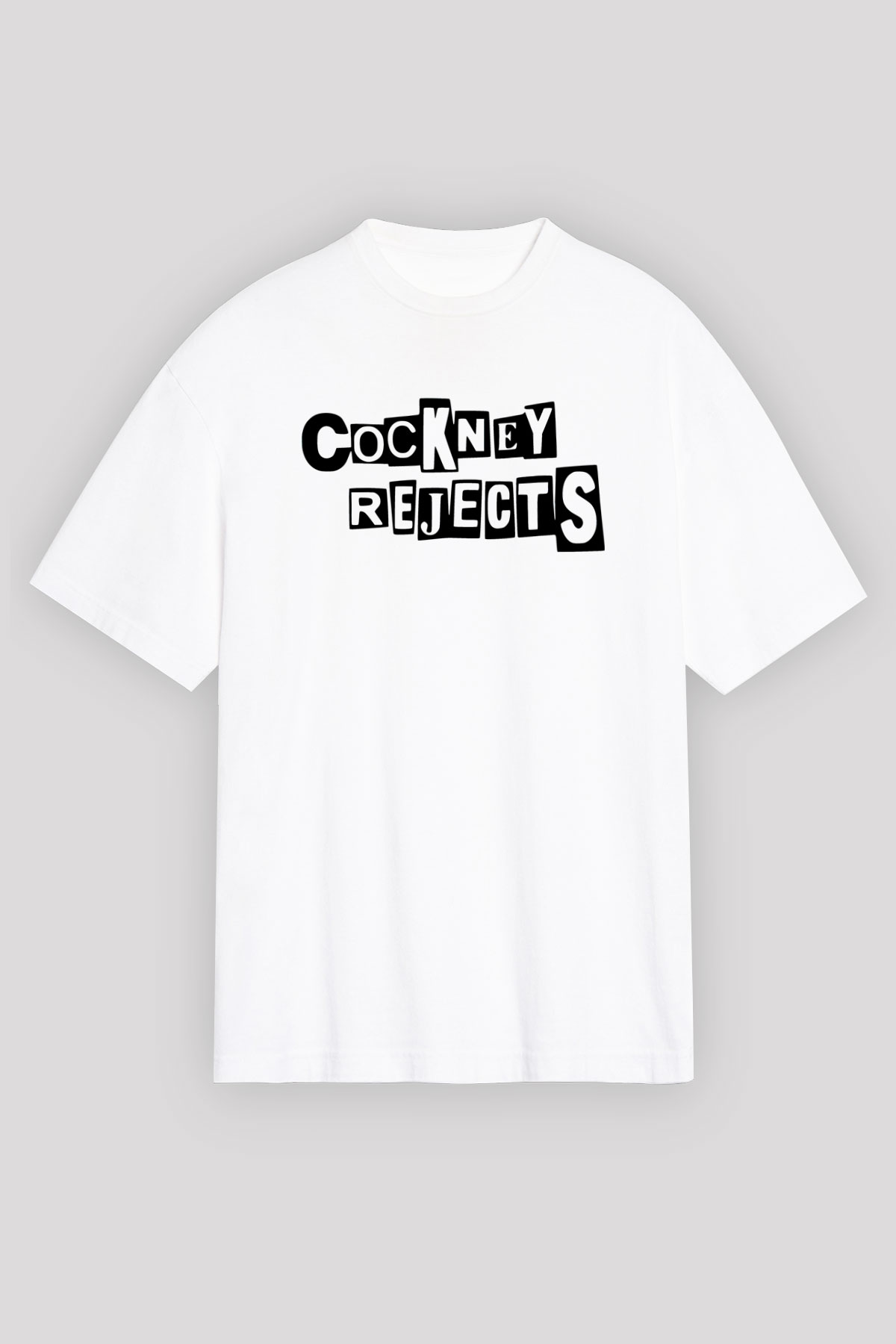Cockney Rejects Baskılı Beyaz Unisex Oversize Tişört - Tshirt