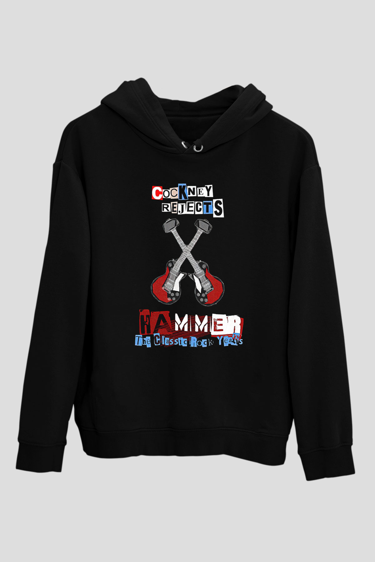 Cockney Rejects Baskılı Unisex Siyah Kapüşonlu Sweatshirt