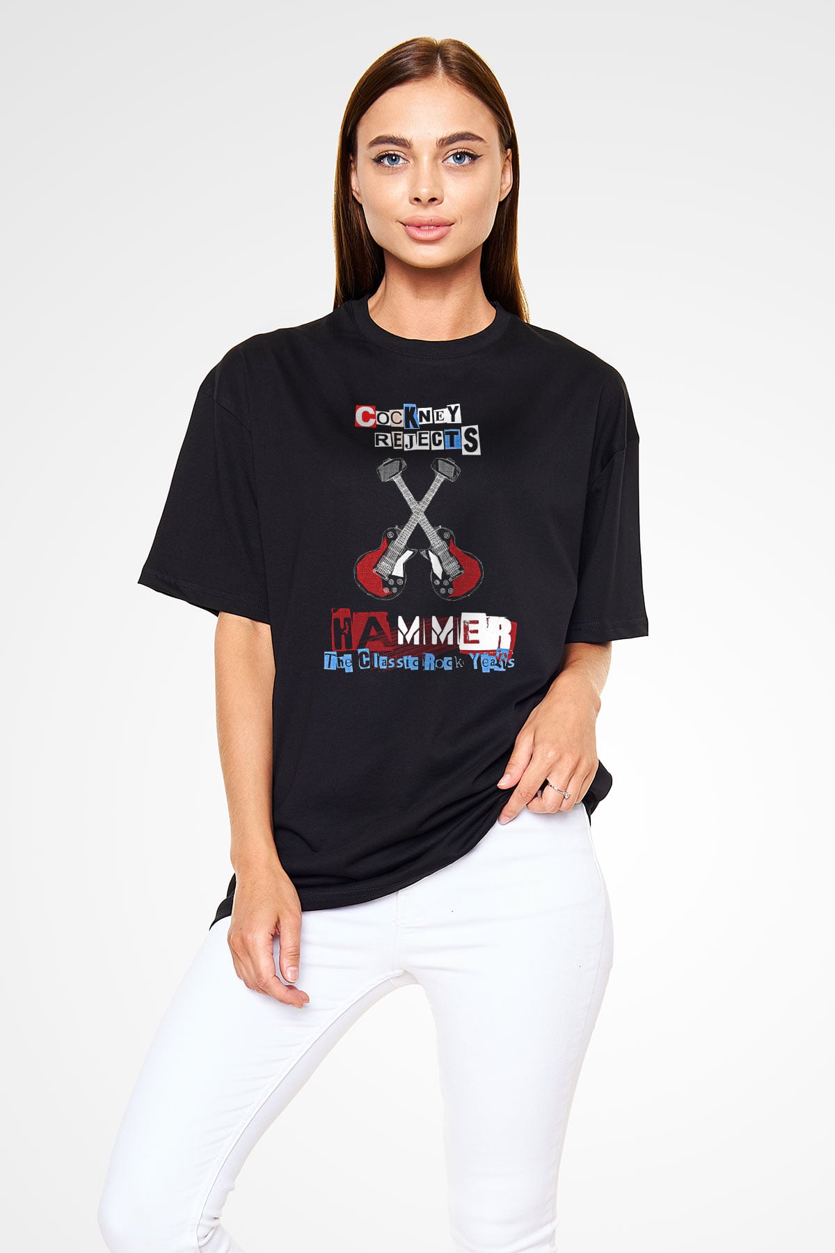 Cockney Rejects Baskılı Unisex Siyah Oversize Tişört - Tshirt
