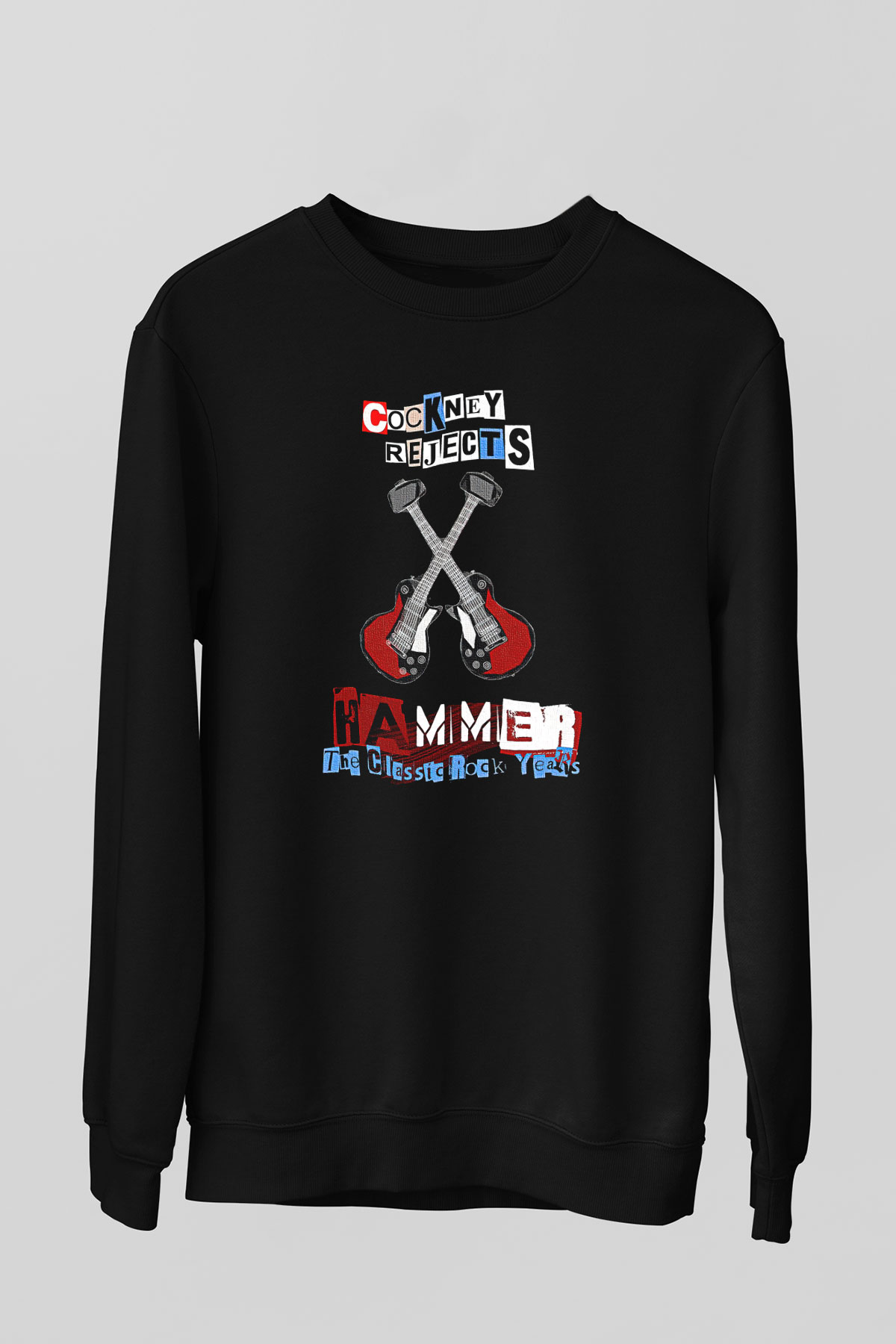 Cockney Rejects Baskılı Unisex Siyah Sweatshirt