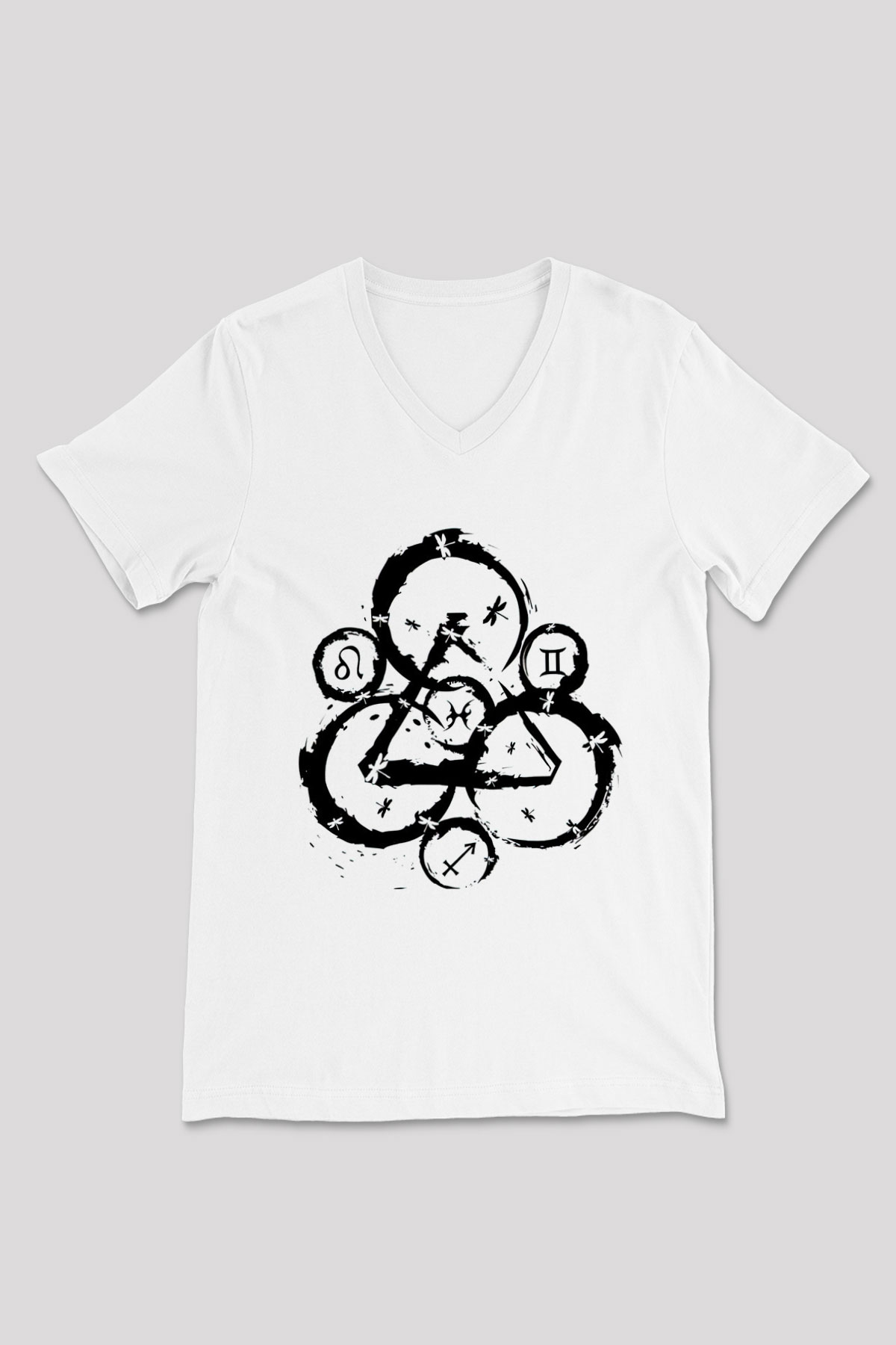 Coheed and Cambria Beyaz Unisex V Yaka Tişört