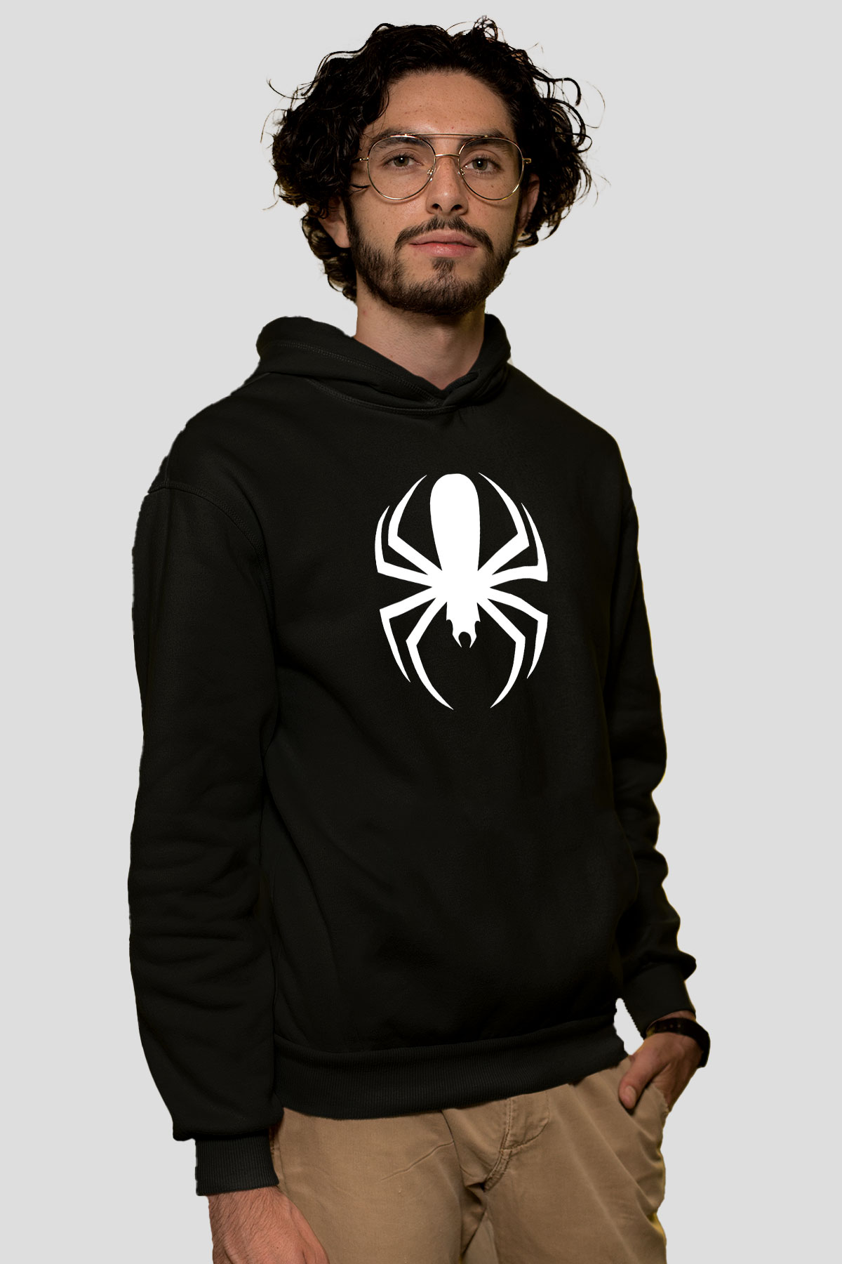 Cold Baskılı Unisex Siyah Kapüşonlu Sweatshirt