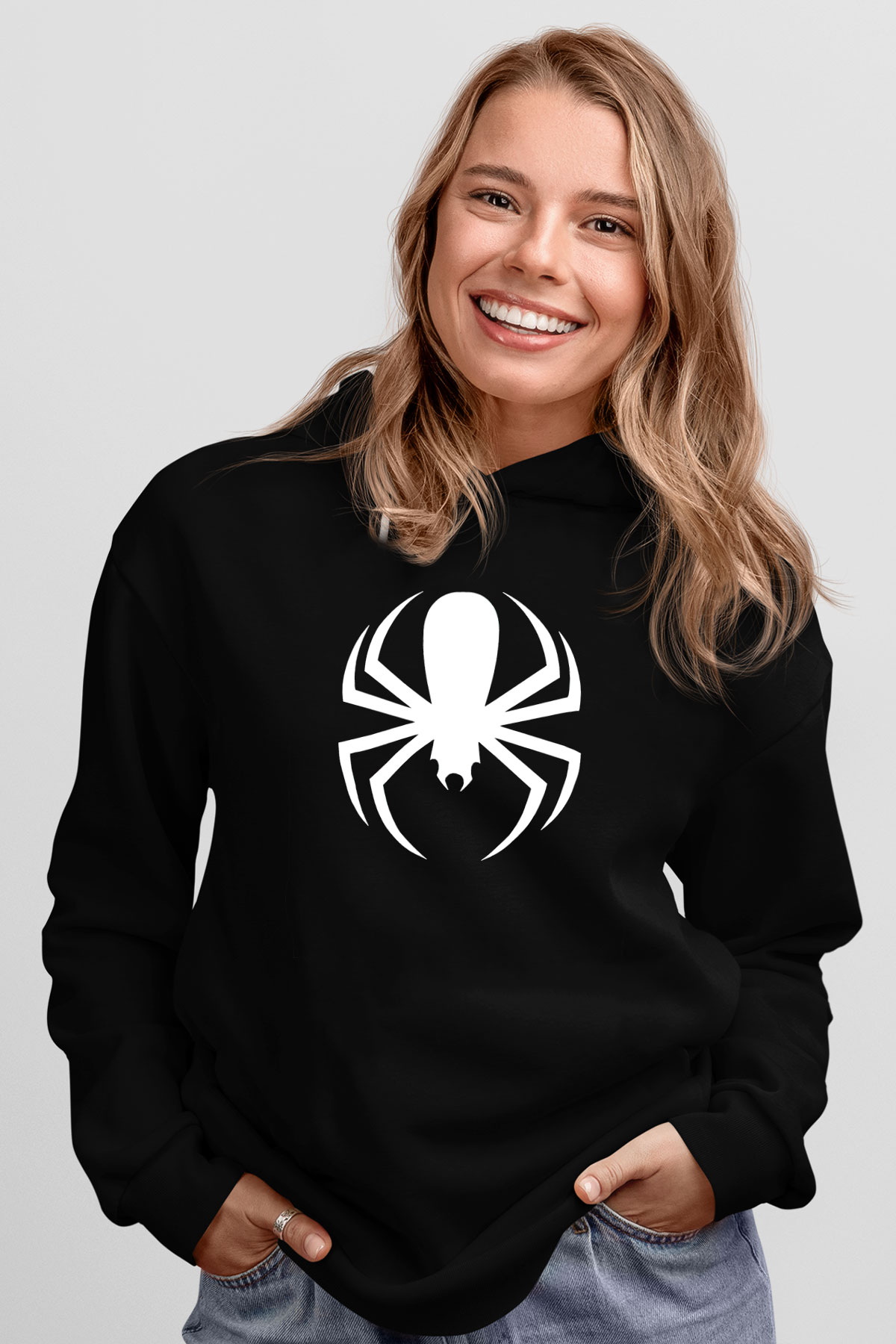 Cold Baskılı Unisex Siyah Kapüşonlu Sweatshirt
