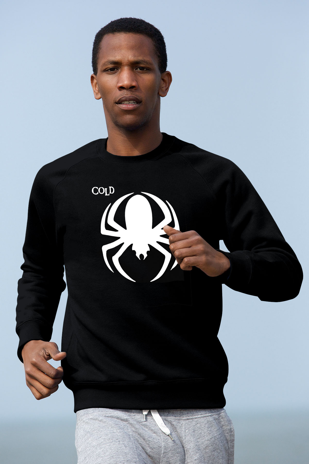 Cold Baskılı Unisex Siyah Sweatshirt