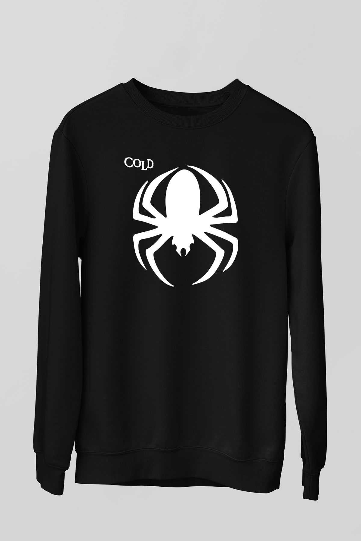 Cold Baskılı Unisex Siyah Sweatshirt