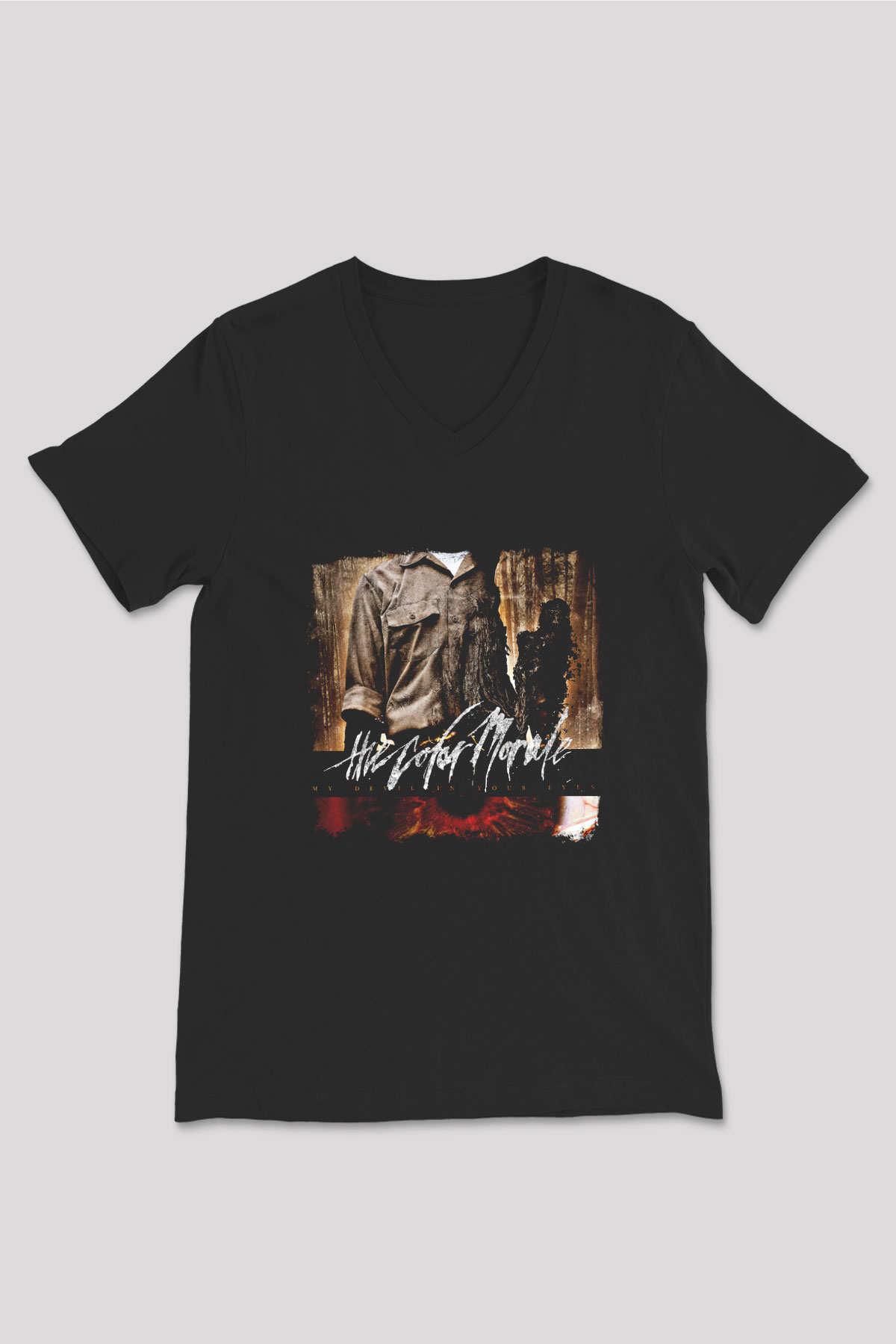 Color Morale Baskılı Unisex Siyah V Yaka Tişört