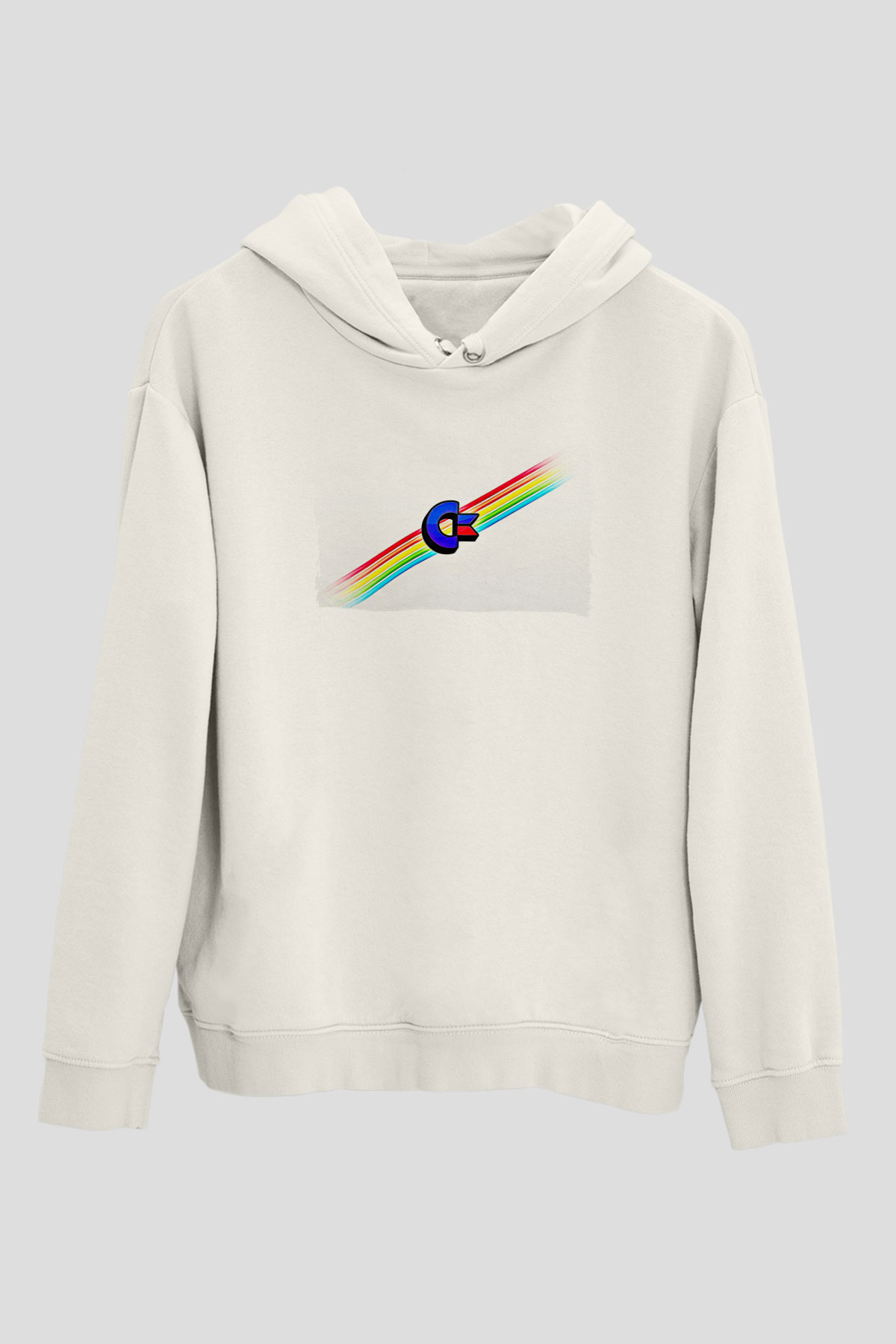 Commodore 64 Baskılı Beyaz Unisex Kapüşonlu Sweatshirt