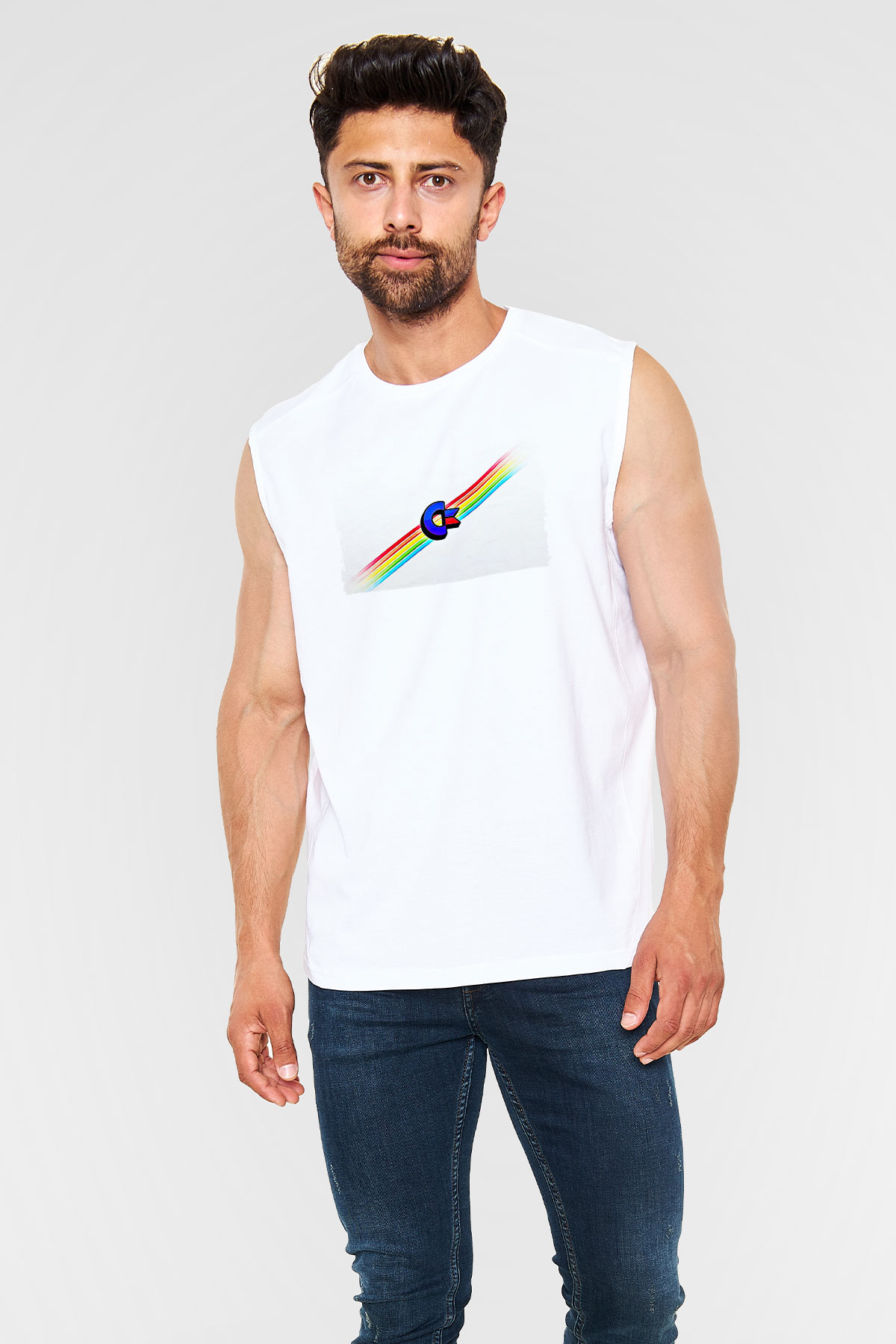 Commodore 64 Baskılı Beyaz Unisex Kolsuz Tişört - Tshirt